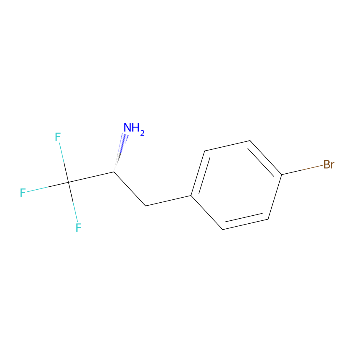 (2R)-3-(4-bromophenyl)-1,1,1-trifluoropropan-2-amine molecular structure, CAS 2137096-06-9