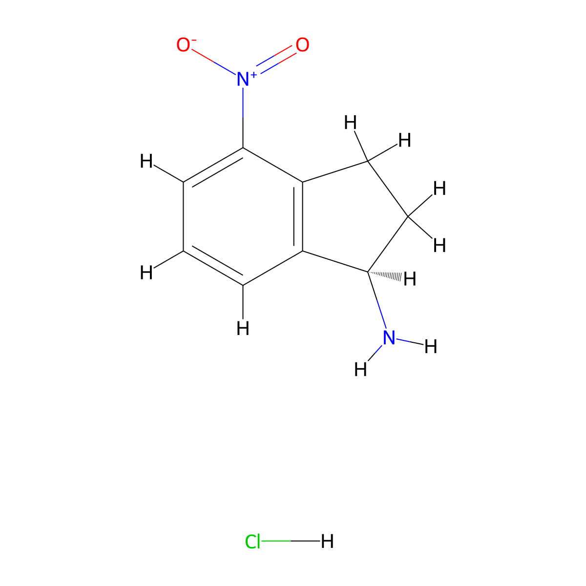 (1R)-4-nitro-2,3-dihydro-1H-inden-1-amine hydrochloride molecular structure, CAS 2137096-29-6