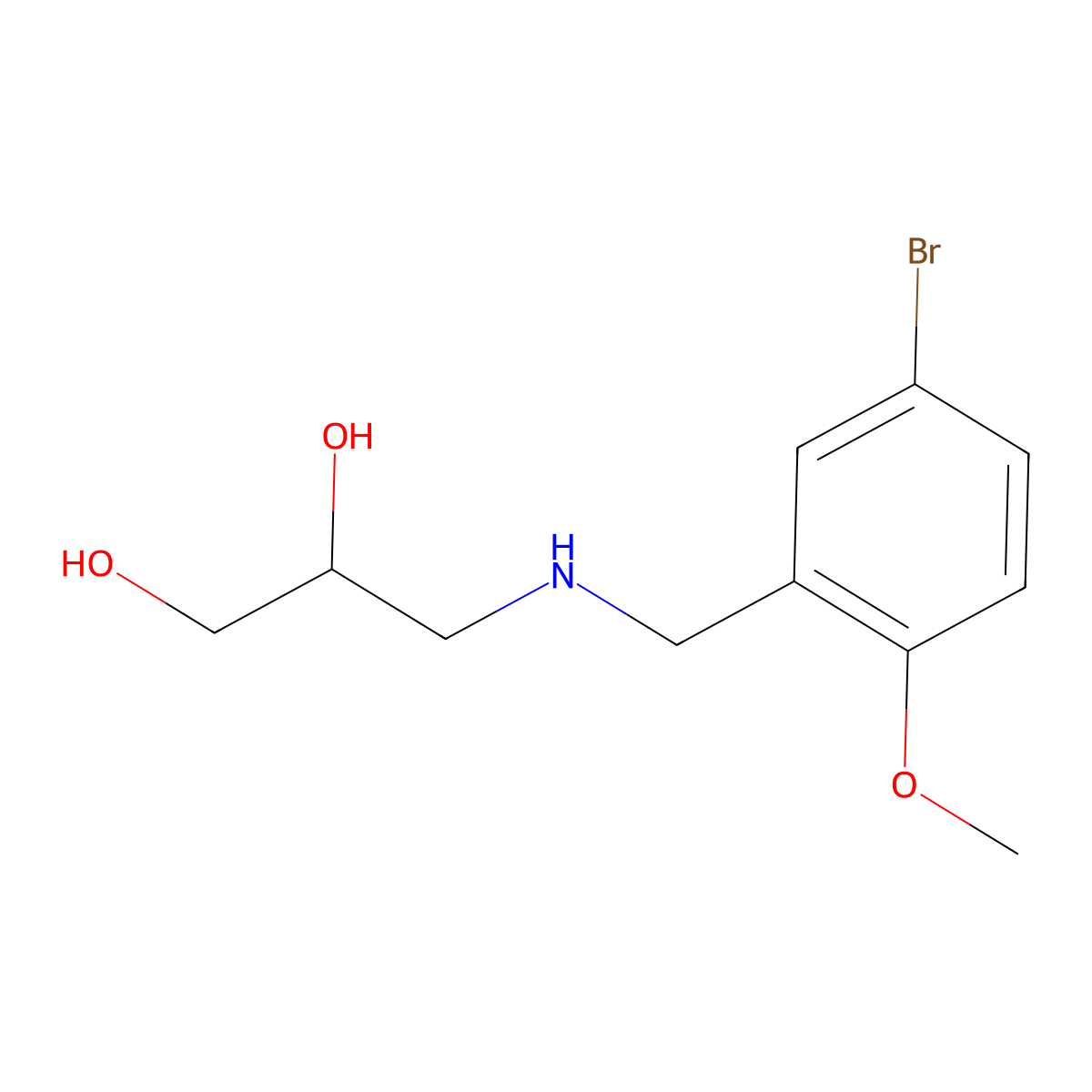(2R)-3-{[(5-bromo-2-methoxyphenyl)methyl]amino}propane-1,2-diol molecular structure, CAS 2137098-56-5