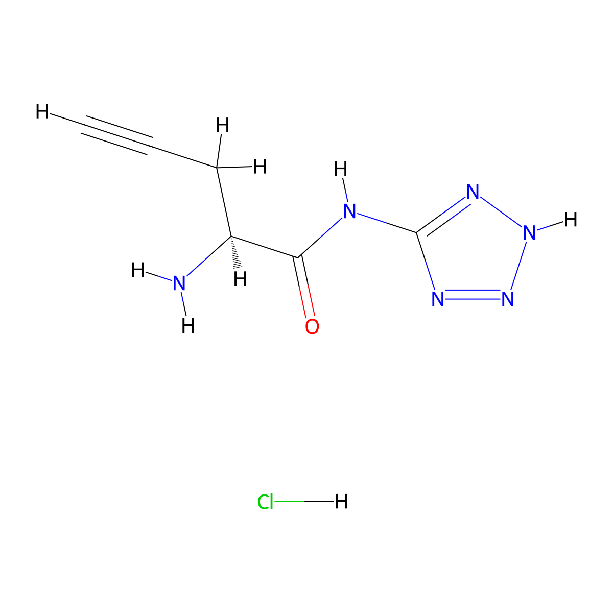 (2S)-2-amino-N-(2H-1,2,3,4-tetrazol-5-yl)pent-4-ynamide hydrochloride molecular structure, CAS 2137098-60-1