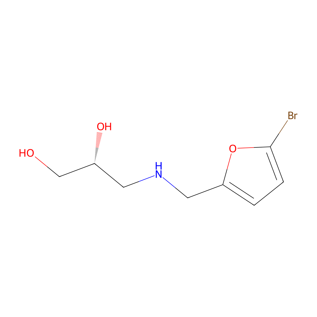 (2R)-3-{[(5-bromofuran-2-yl)methyl]amino}propane-1,2-diol molecular structure, CAS 2137098-67-8