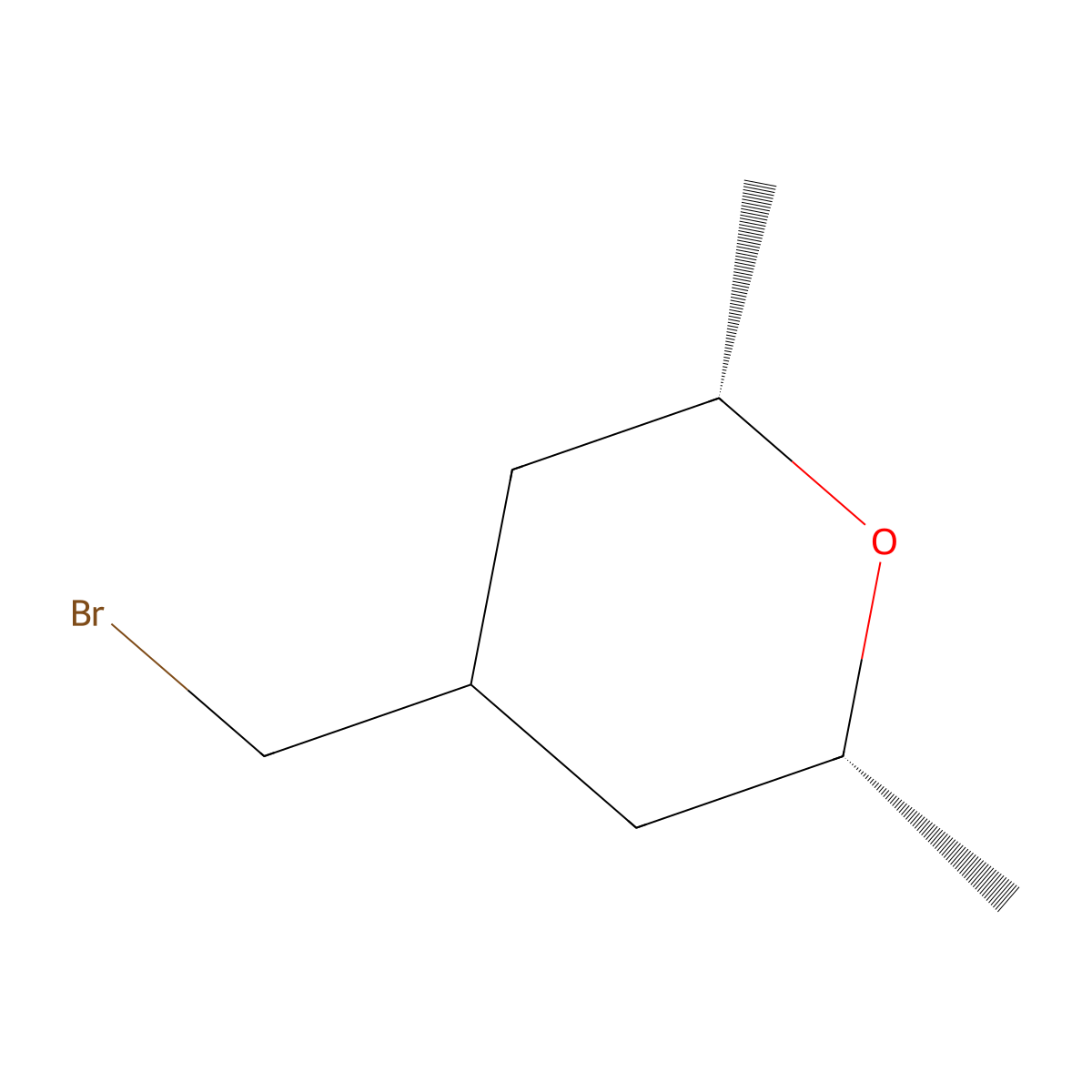 rac-(2R,4r,6S)-4-(bromomethyl)-2,6-dimethyloxane molecular structure, CAS 2137099-16-0