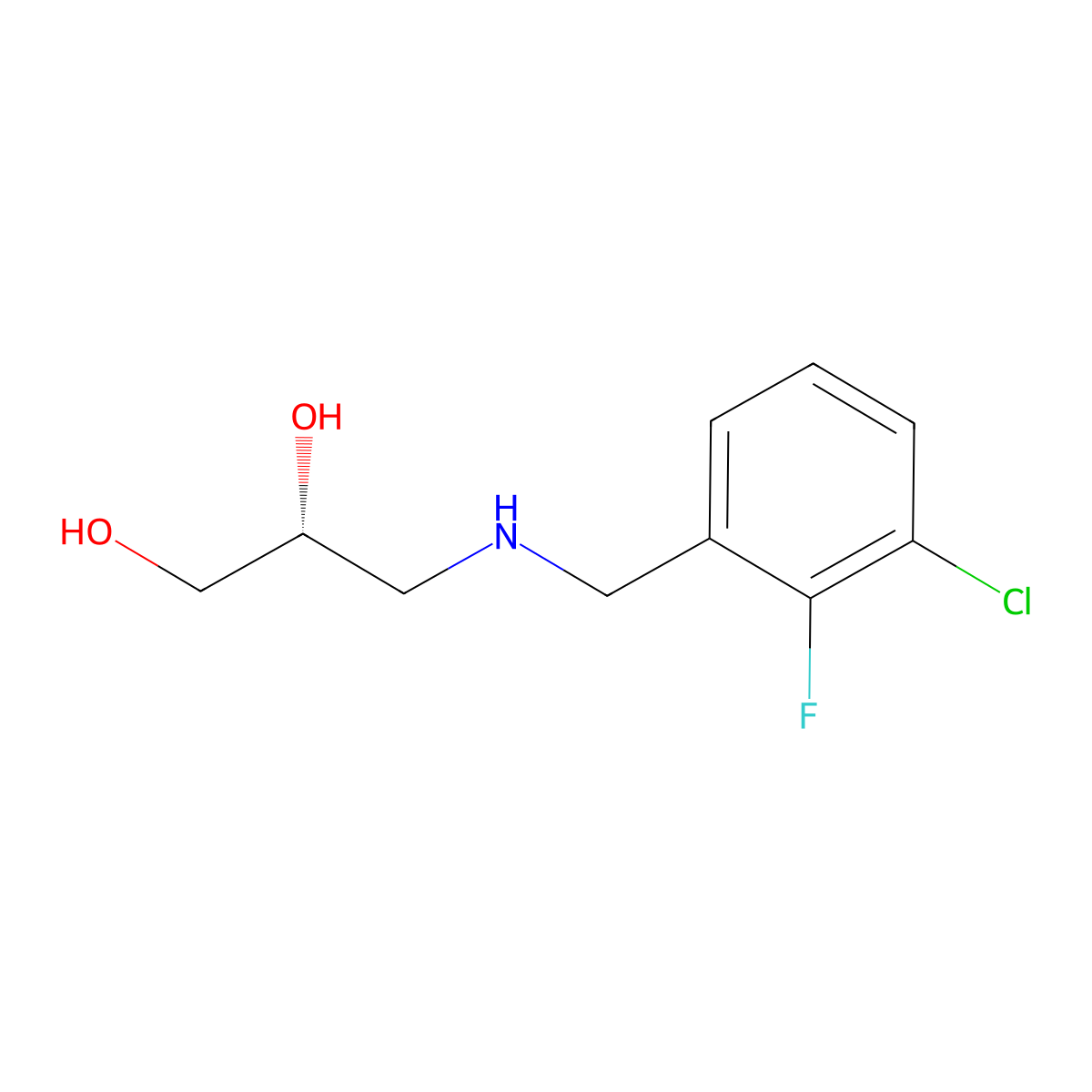 (2R)-3-{[(3-chloro-2-fluorophenyl)methyl]amino}propane-1,2-diol molecular structure, CAS 2137100-52-6
