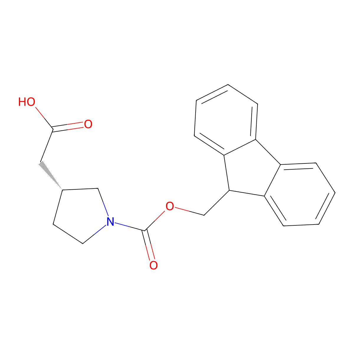 2-((3R)-1-(((9H-fluoren-9-yl)methoxy)carbonyl)pyrrolidin-3-yl)acetic acid molecular structure, CAS 2137100-59-3