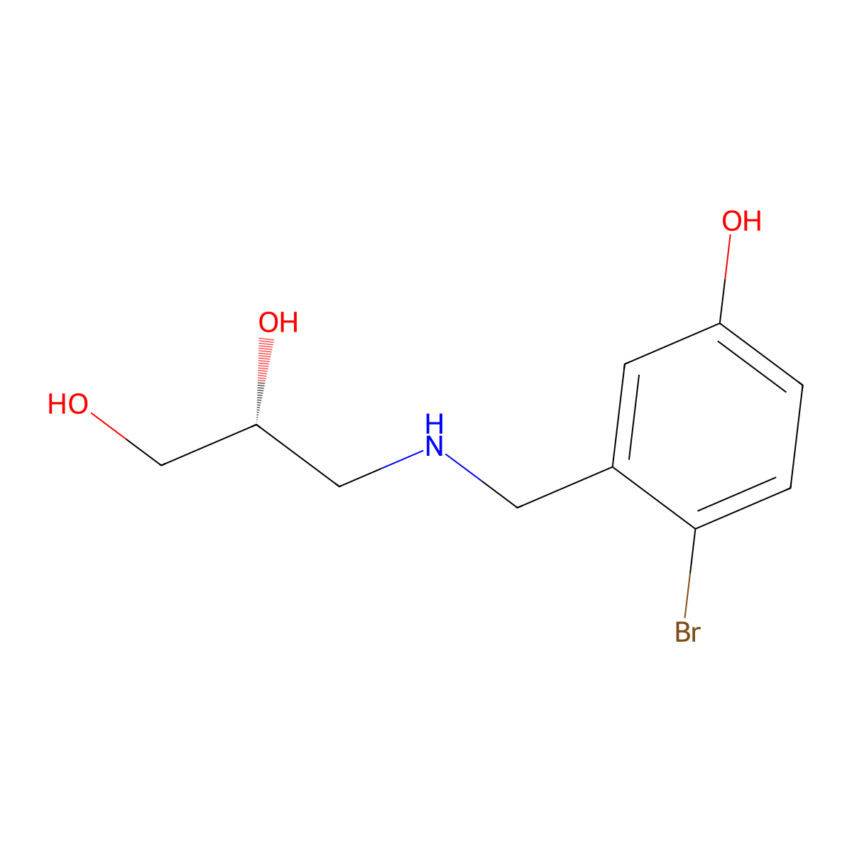 (2R)-3-{[(2-bromo-5-hydroxyphenyl)methyl]amino}propane-1,2-diol molecular structure, CAS 2137100-61-7