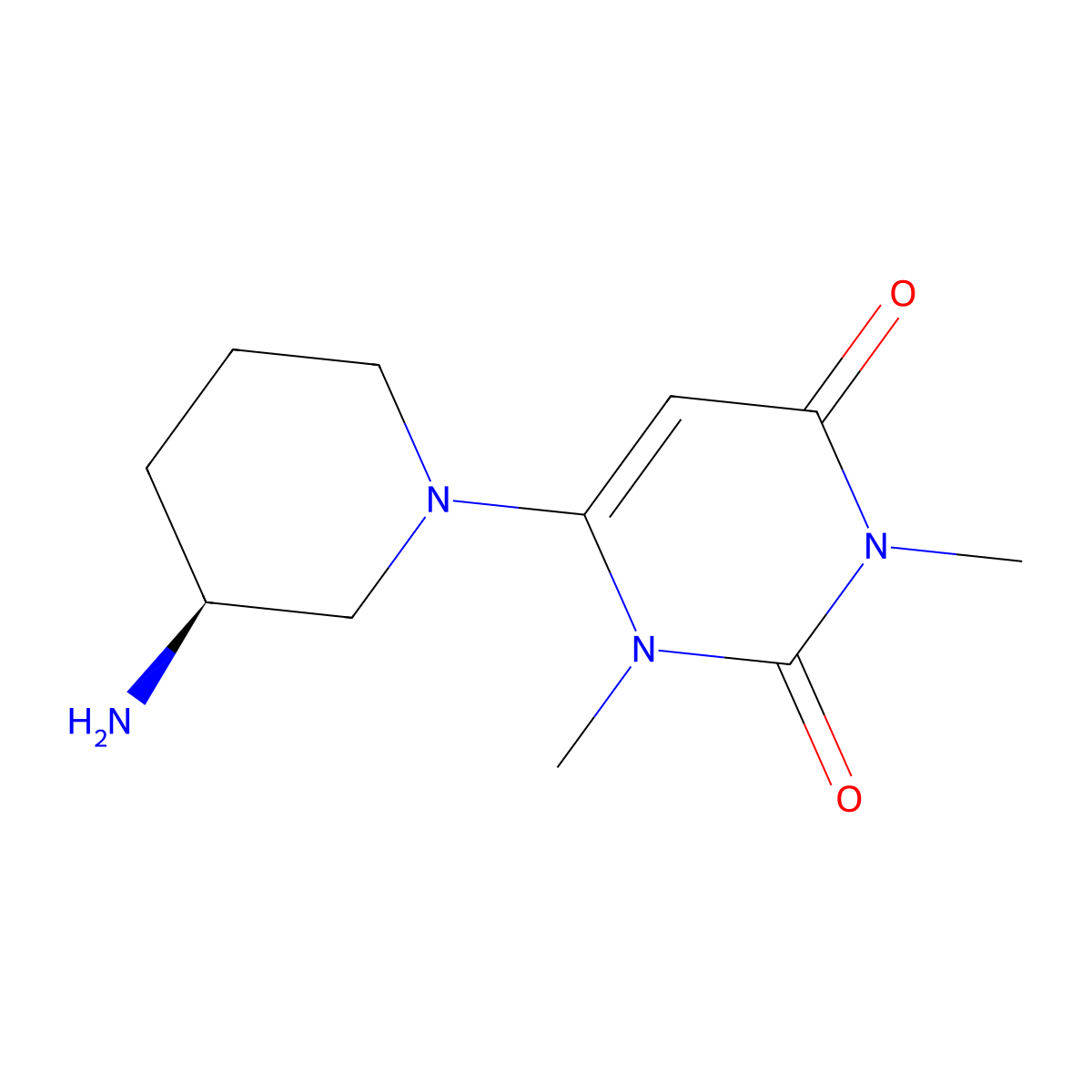 6-[(3S)-3-aminopiperidin-1-yl]-1,3-dimethyl-1,2,3,4-tetrahydropyrimidine-2,4-dione molecular structure, CAS 2137101-38-1