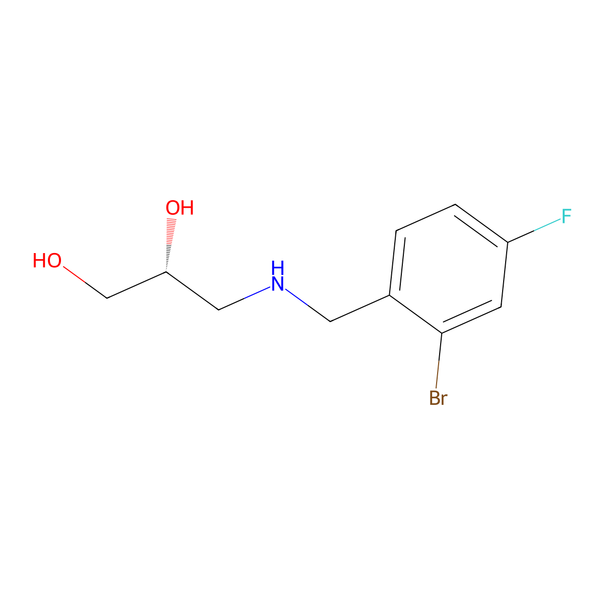 (2R)-3-{[(2-bromo-4-fluorophenyl)methyl]amino}propane-1,2-diol molecular structure, CAS 2137135-08-9