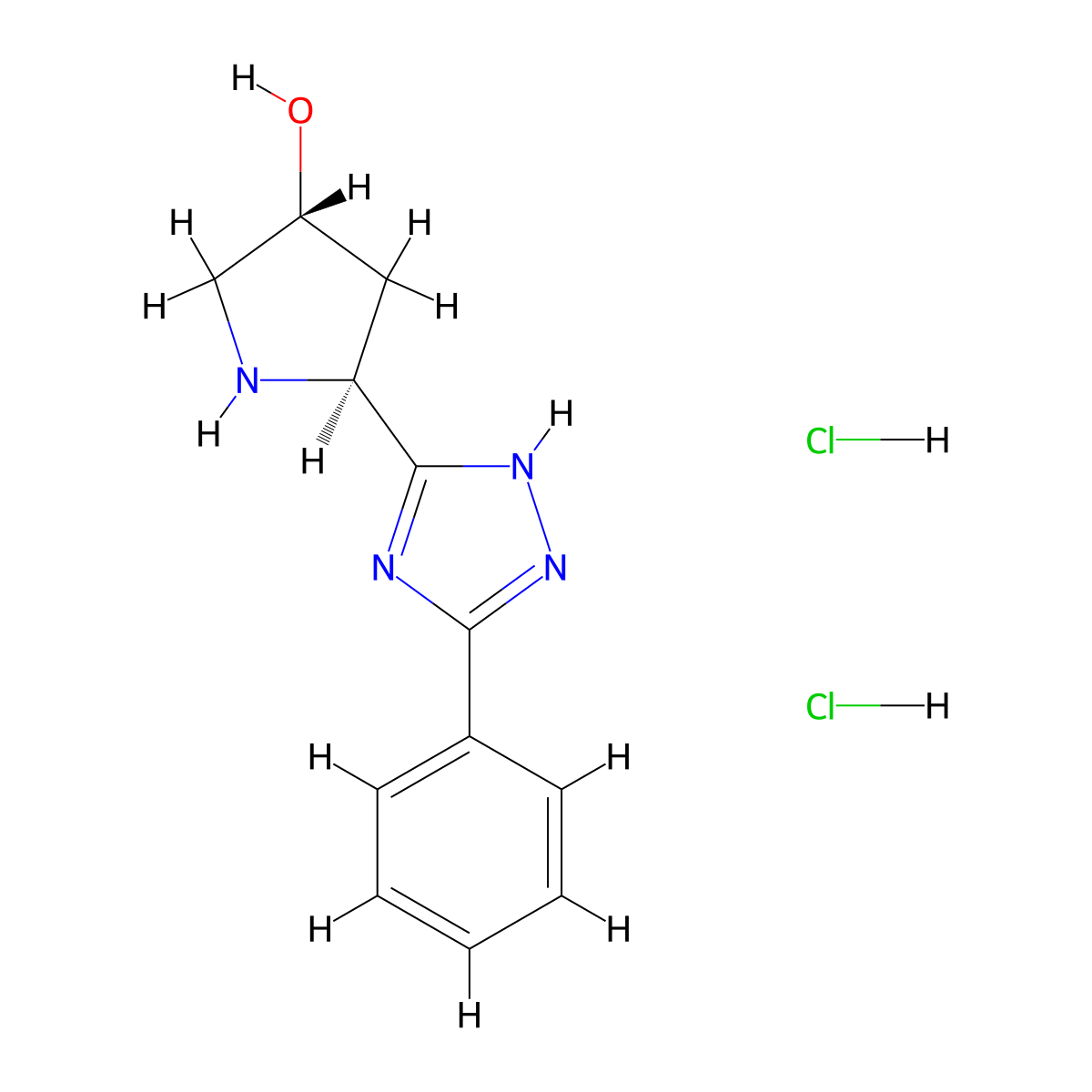 (3R,5S)-5-(5-phenyl-1H-1,2,4-triazol-3-yl)pyrrolidin-3-ol dihydrochloride molecular structure, CAS 2137135-74-9