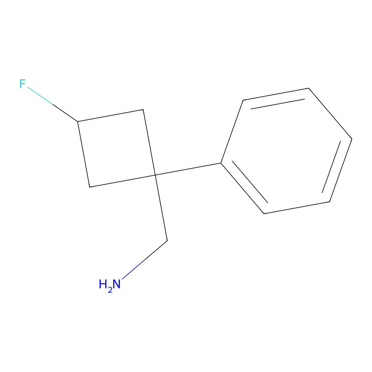 Rac-((1r,3r)-3-fluoro-1-phenylcyclobutyl)methanamine molecular structure, CAS 2137136-14-0