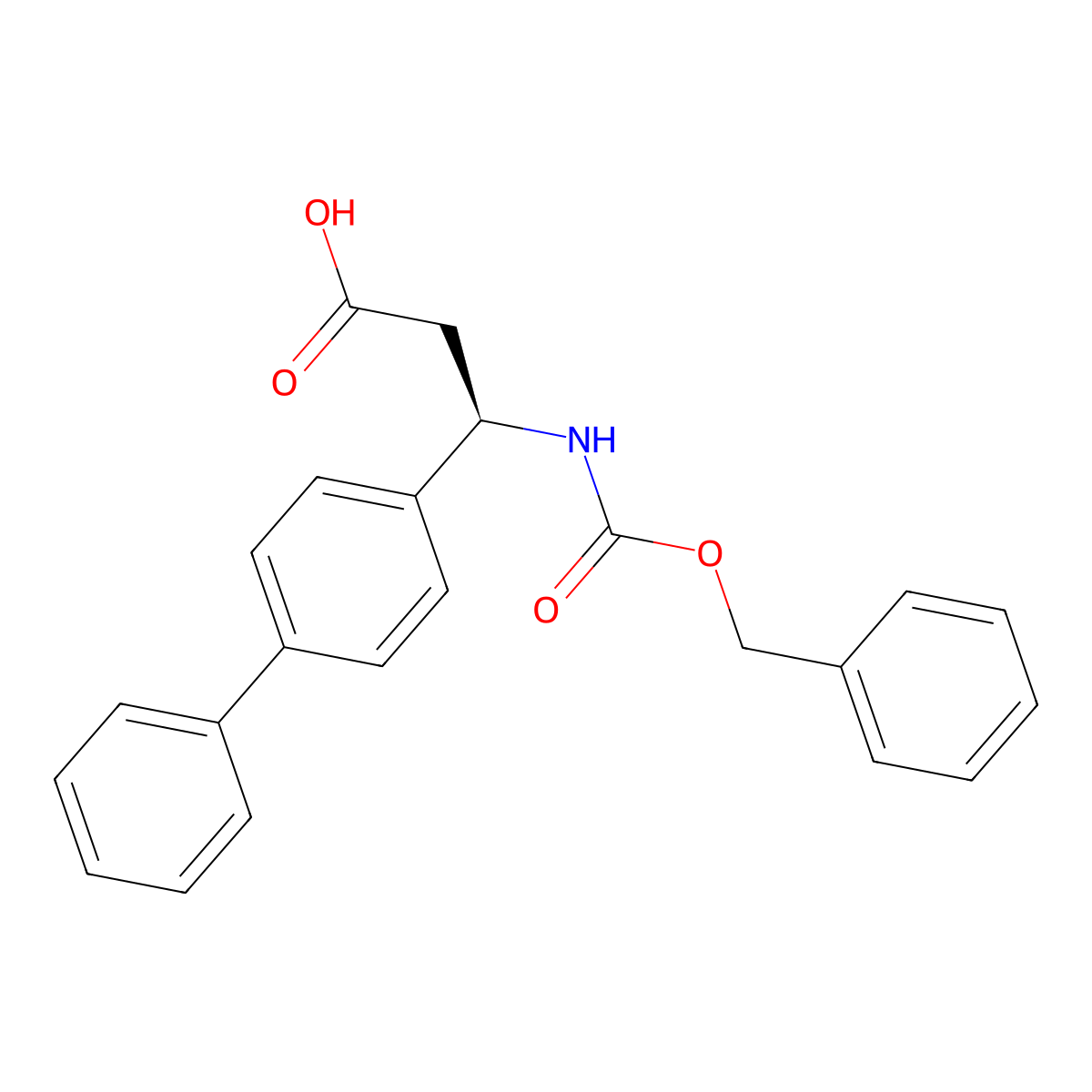(3R)-3-{[(benzyloxy)carbonyl]amino}-3-(4-phenylphenyl)propanoic acid molecular structure, CAS 2137141-87-6