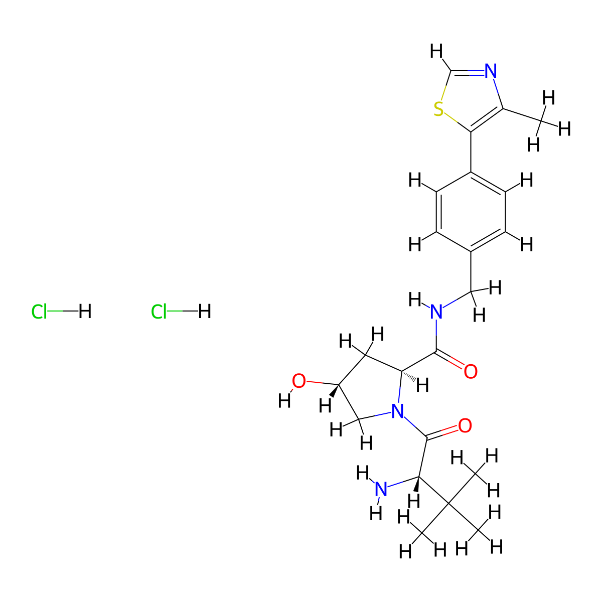 (2S,4R)-1-((S)-2-amino-3,3-dimethylbutanoyl)-4-hydroxy-N-(4-(4-methylthiazol-5-yl)benzyl)pyrrolidine-2-carboxamide dihydrochloride molecular structure, CAS 2137142-47-1