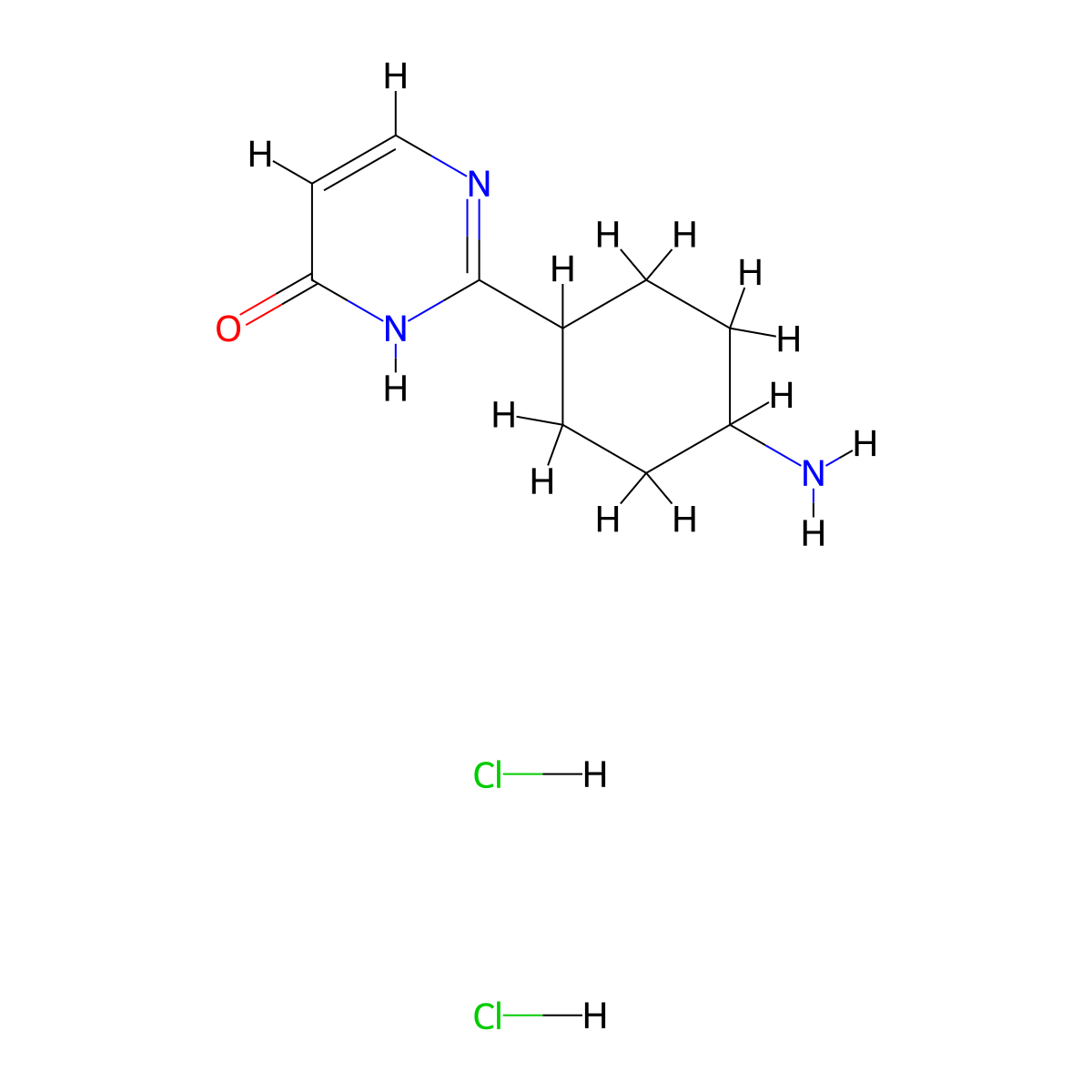 2-(Rac-(1r,4r)-4-aminocyclohexyl)pyrimidin-4-ol dihydrochloride molecular structure, CAS 2137143-73-6