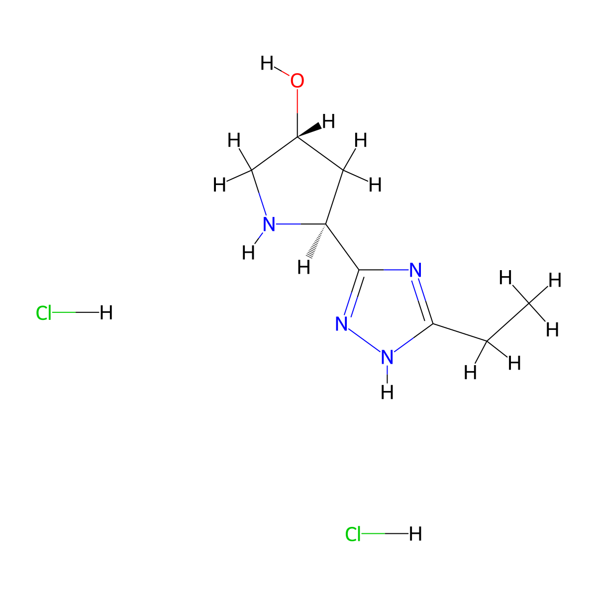 (3R,5S)-5-(5-ethyl-1H-1,2,4-triazol-3-yl)pyrrolidin-3-ol dihydrochloride molecular structure, CAS 2137143-76-9