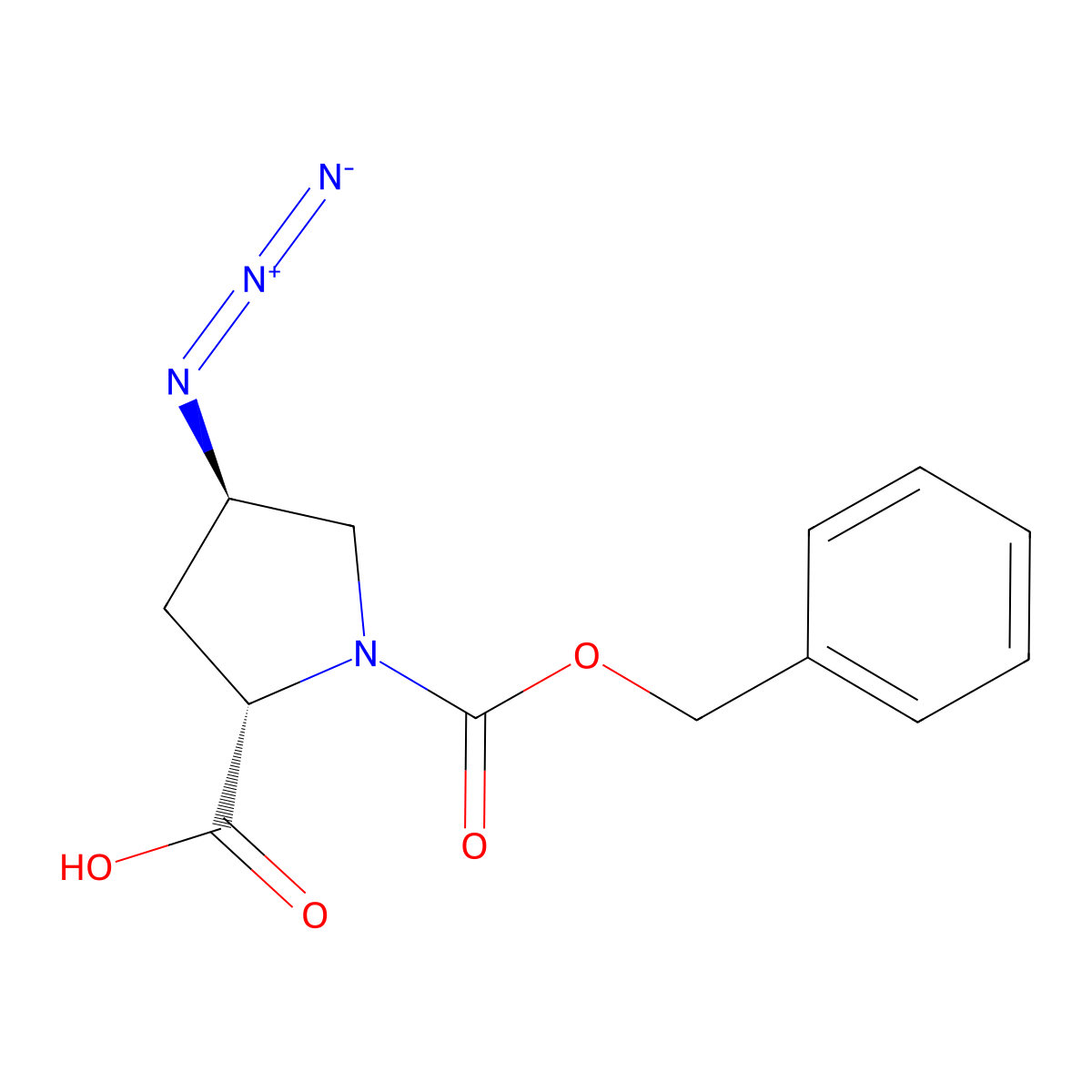 (2S,4R)-4-azido-1-[(benzyloxy)carbonyl]pyrrolidine-2-carboxylic acid molecular structure, CAS 2137143-85-0