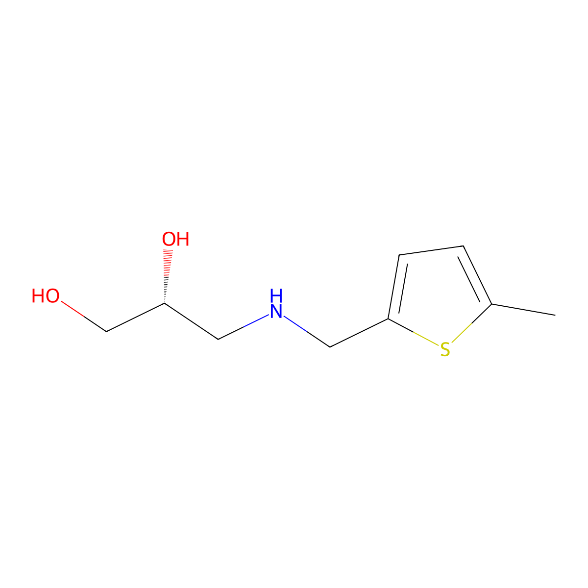 (2R)-3-{[(5-methylthiophen-2-yl)methyl]amino}propane-1,2-diol molecular structure, CAS 2137143-93-0