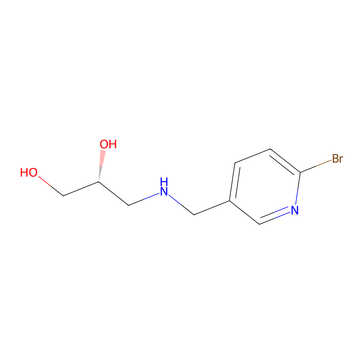 (2R)-3-{[(6-bromopyridin-3-yl)methyl]amino}propane-1,2-diol molecular structure, CAS 2137144-07-9