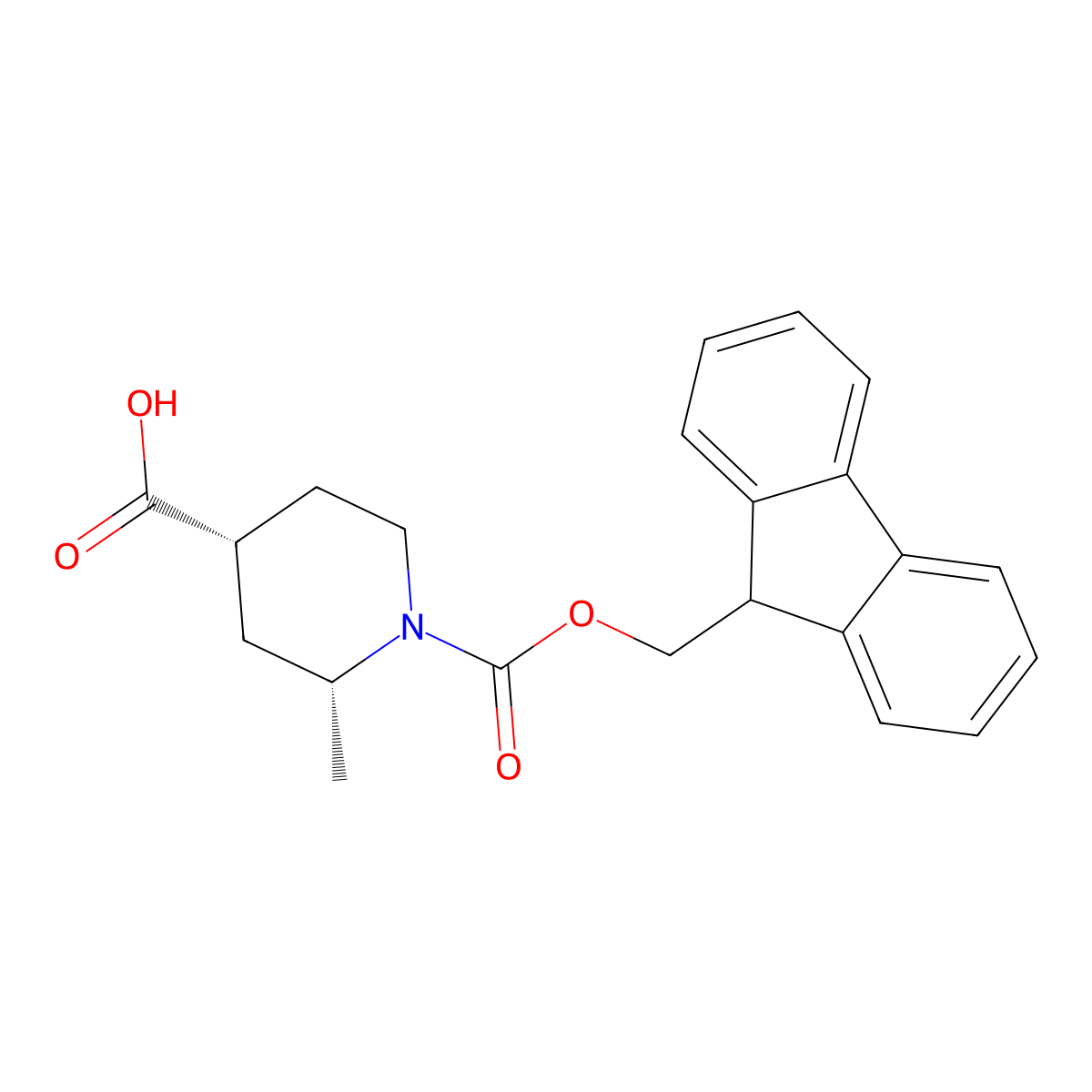 (2R,4R)-1-(((9H-fluoren-9-yl)methoxy)carbonyl)-2-methylpiperidine-4-carboxylic acid molecular structure, CAS 2137144-09-1