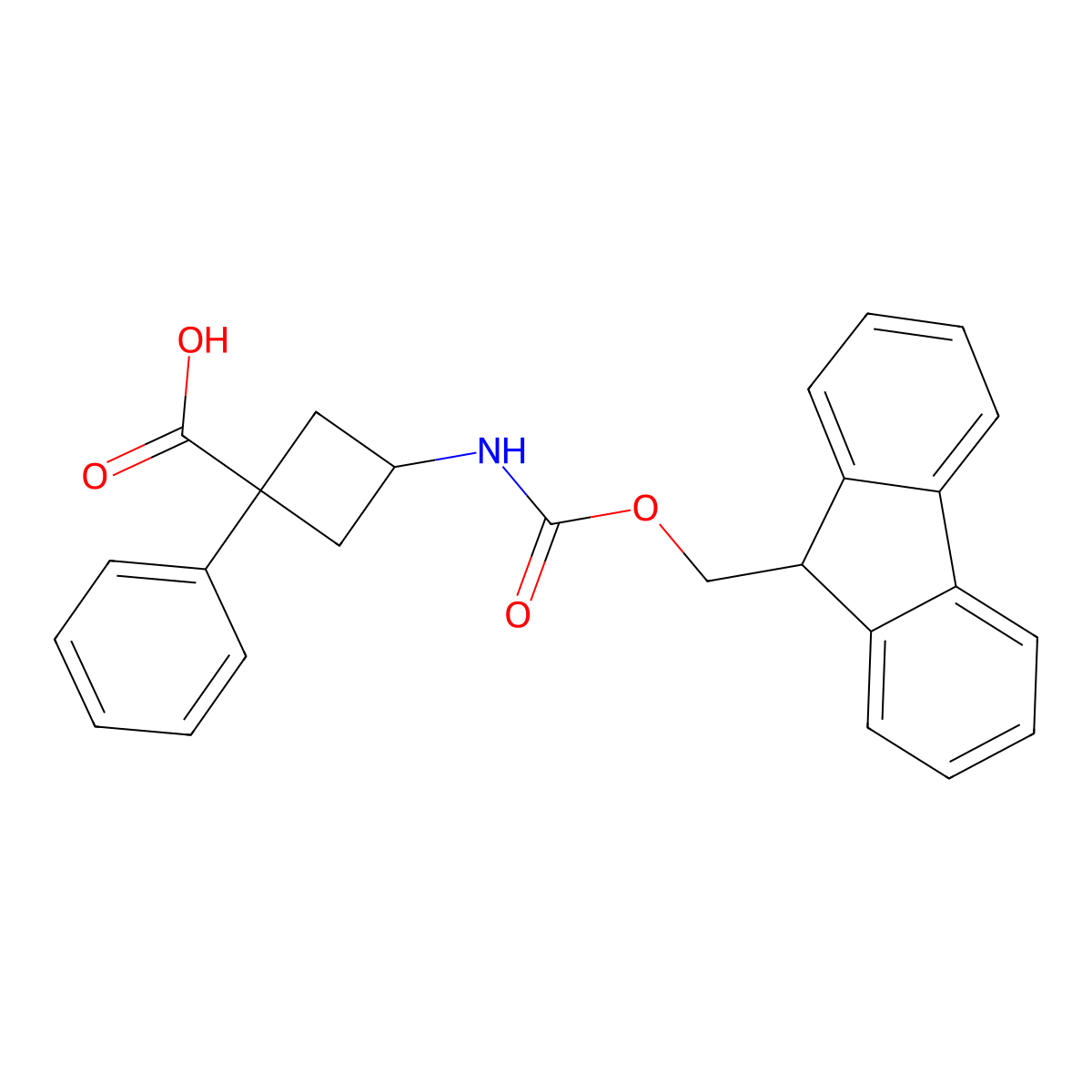 rac-(1r,3r)-3-({[(9H-fluoren-9-yl)methoxy]carbonyl}amino)-1-phenylcyclobutane-1-carboxylicacid molecular structure, CAS 2137144-22-8