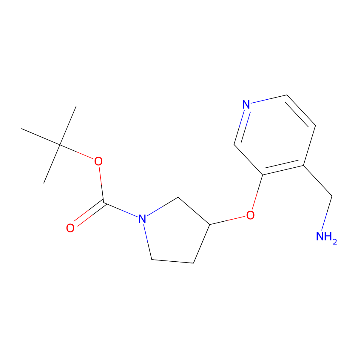 tert-butyl (3S)-3-{[4-(aminomethyl)pyridin-3-yl]oxy}pyrrolidine-1-carboxylate molecular structure, CAS 2137145-03-8