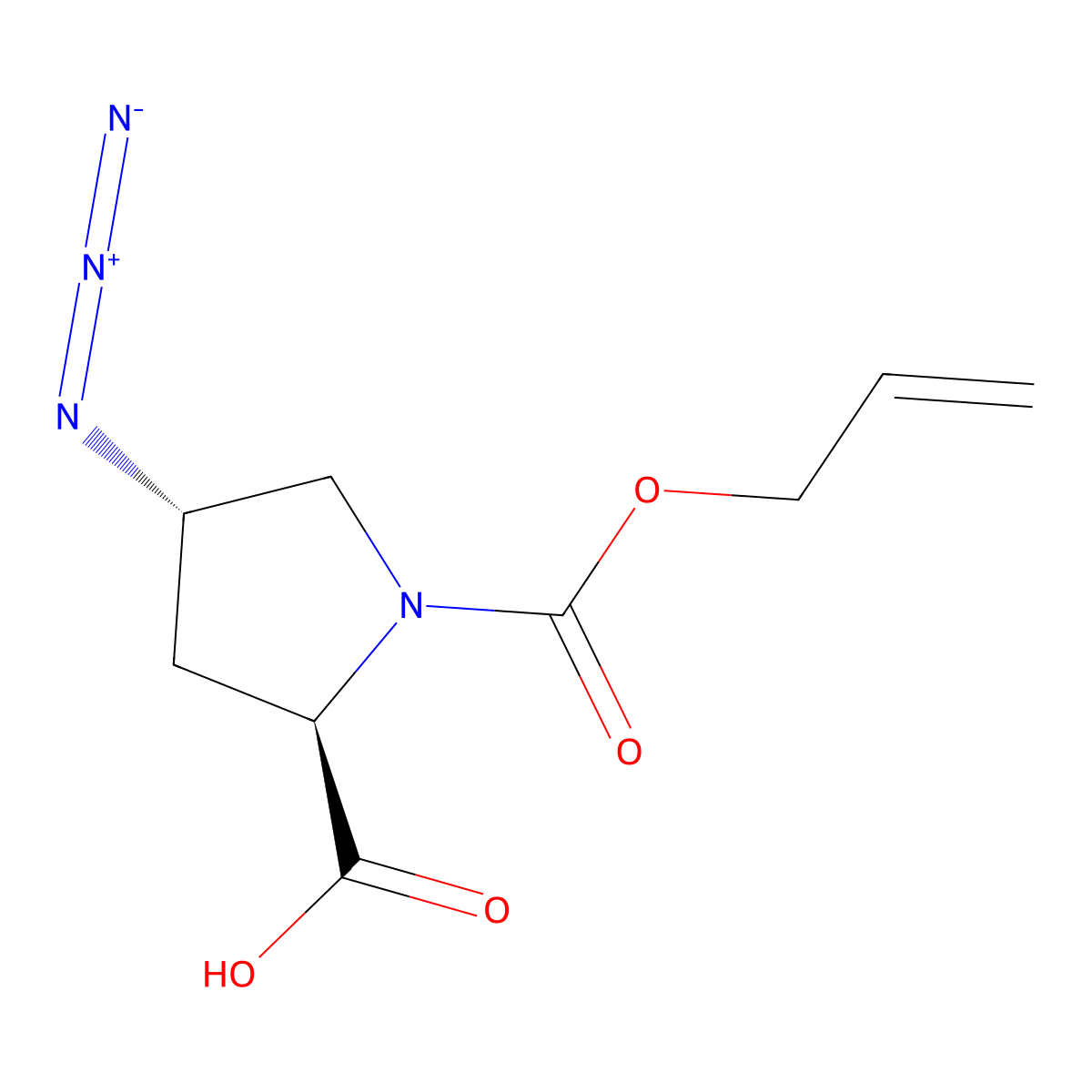 (2R,4S)-4-azido-1-[(prop-2-en-1-yloxy)carbonyl]pyrrolidine-2-carboxylic acid molecular structure, CAS 2137145-05-0