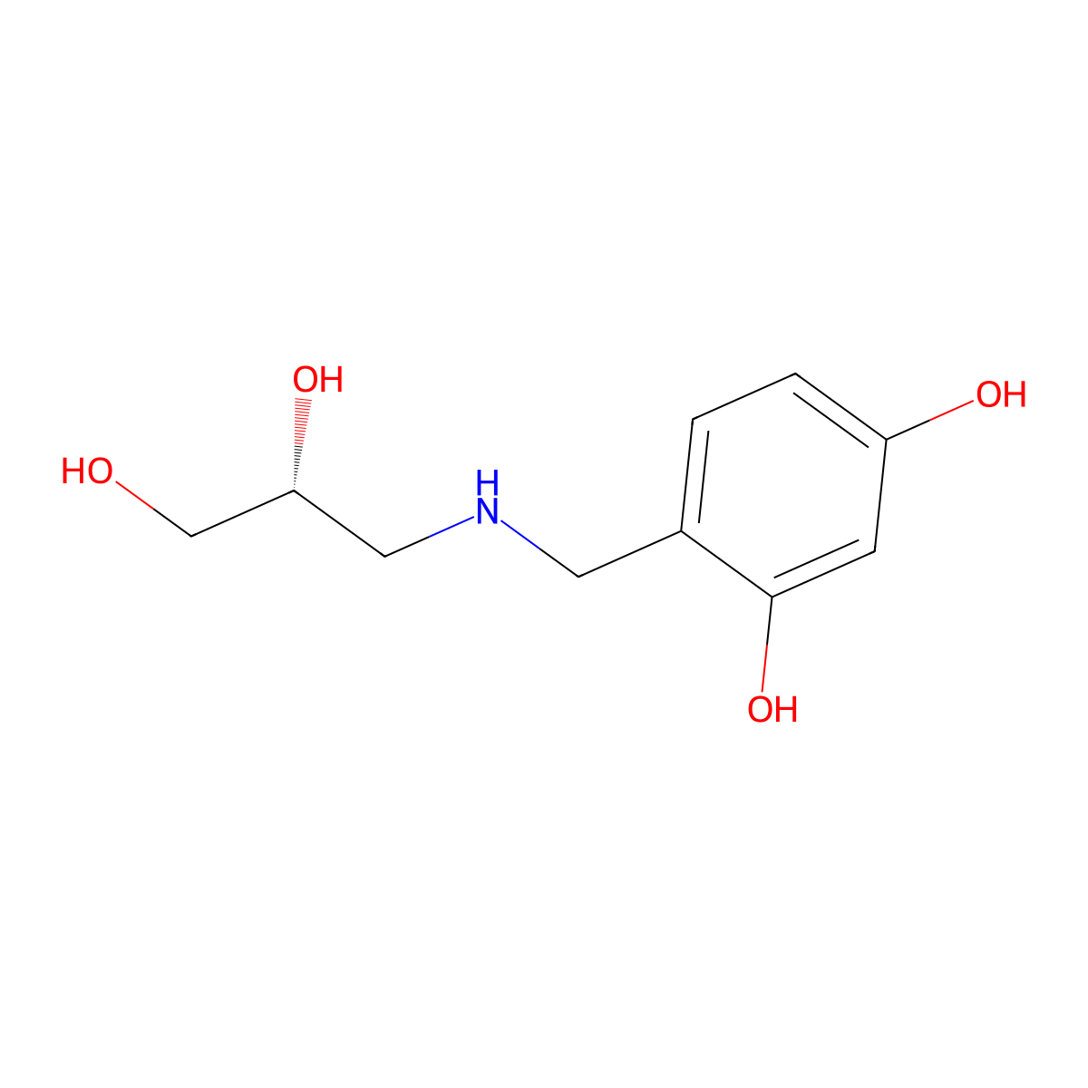 4-({[(2R)-2,3-dihydroxypropyl]amino}methyl)benzene-1,3-diol molecular structure, CAS 2137145-37-8