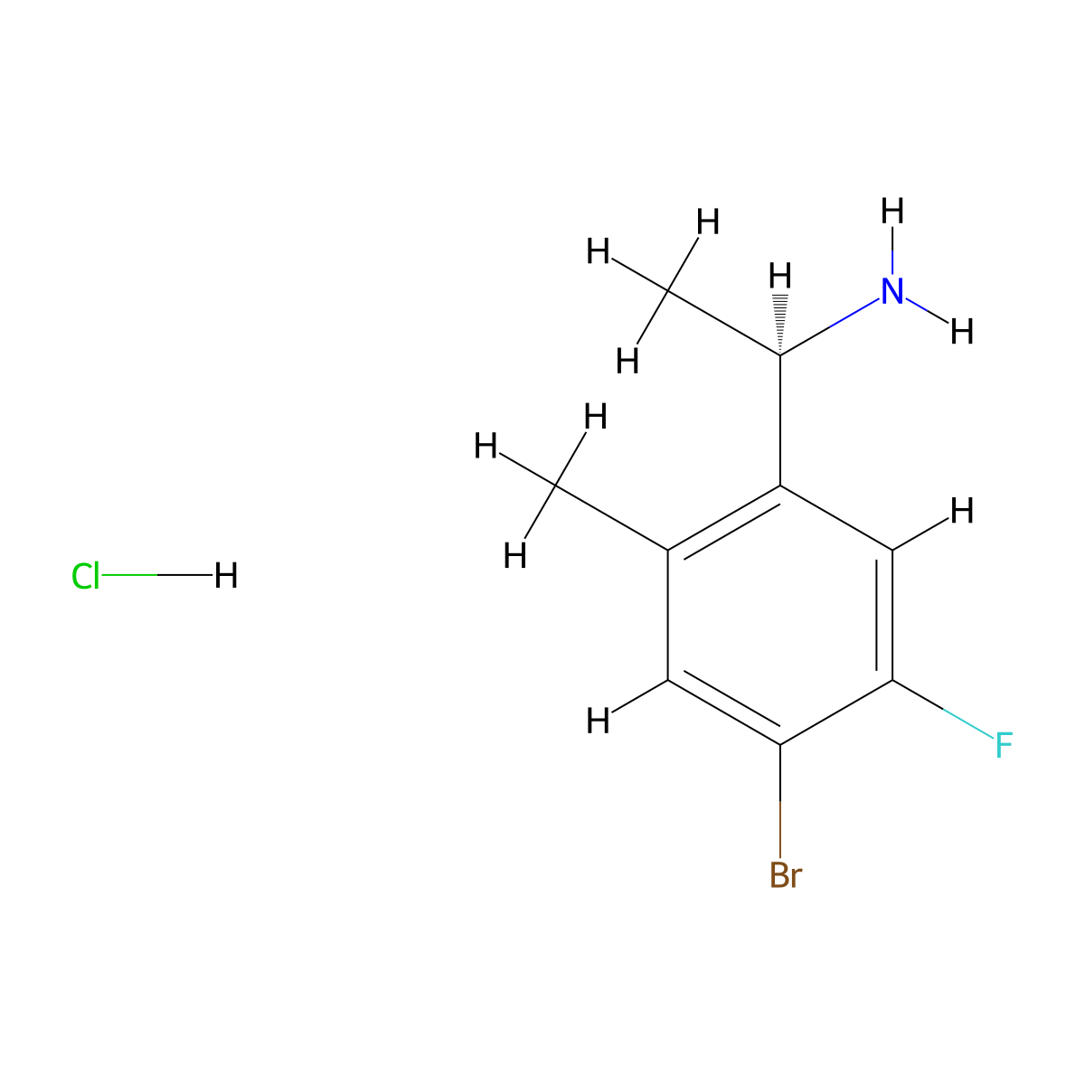 (1R)-1-(4-bromo-5-fluoro-2-methylphenyl)ethan-1-amine hydrochloride molecular structure, CAS 2137146-02-0