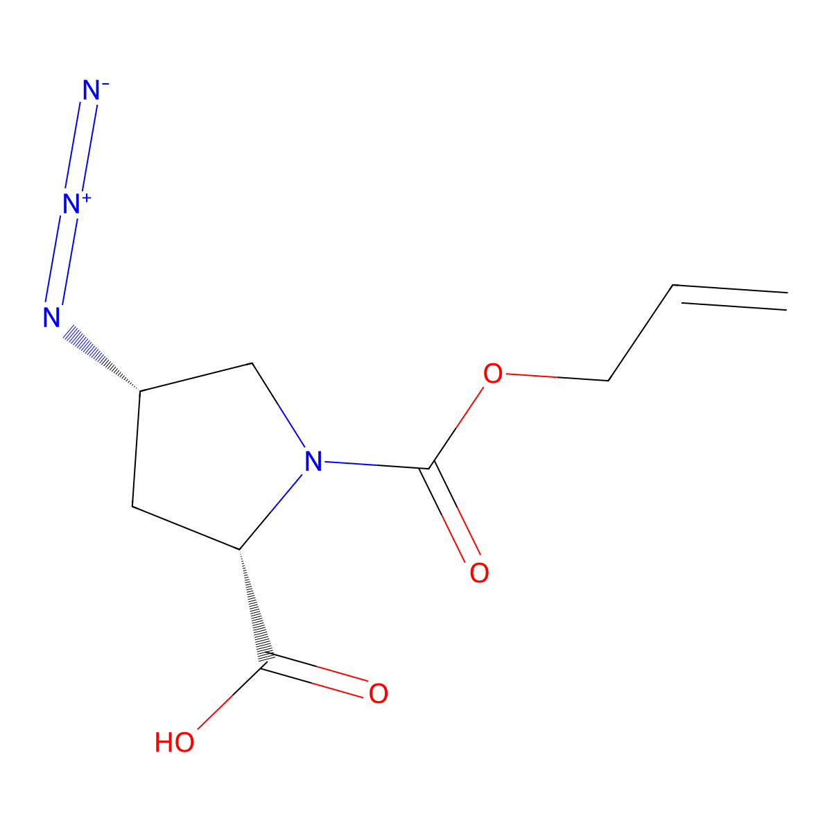 (2S,4S)-4-azido-1-[(prop-2-en-1-yloxy)carbonyl]pyrrolidine-2-carboxylic acid molecular structure, CAS 2137146-10-0