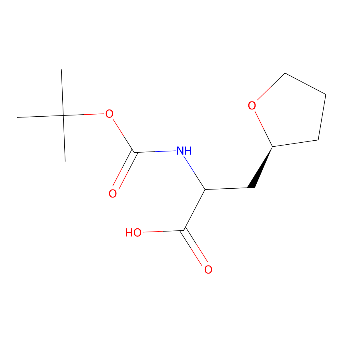 2-{[(tert-butoxy)carbonyl]amino}-3-[(2S)-oxolan-2-yl]propanoic acid molecular structure, CAS 2137193-19-0