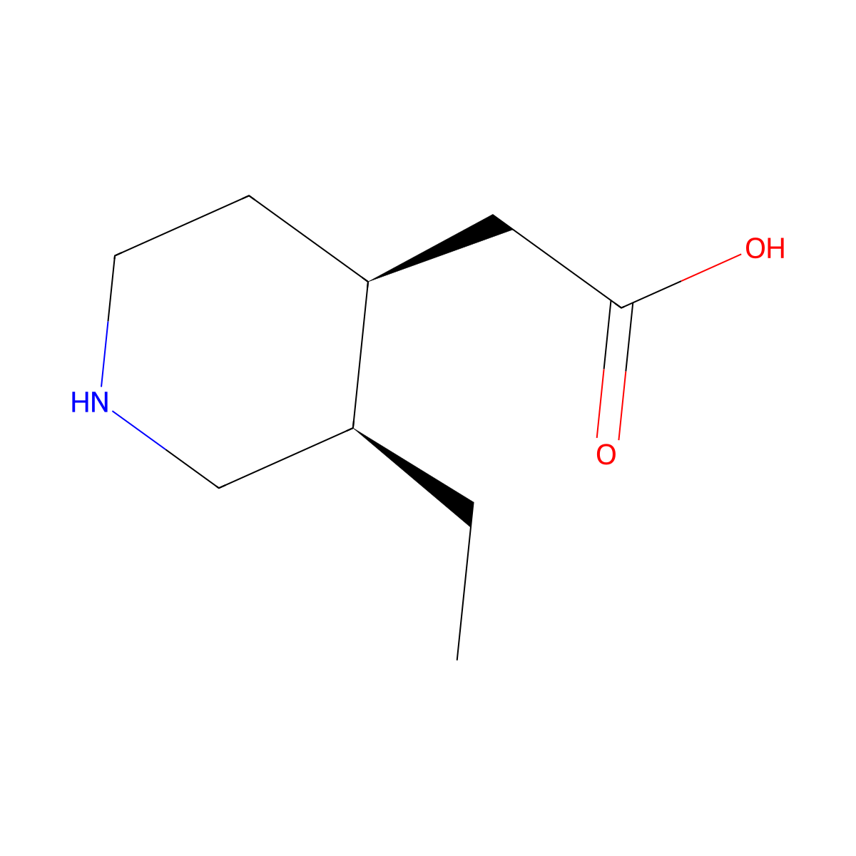 2-[(3R,4S)-3-ethylpiperidin-4-yl]acetic acid molecular structure, CAS 21372-29-2