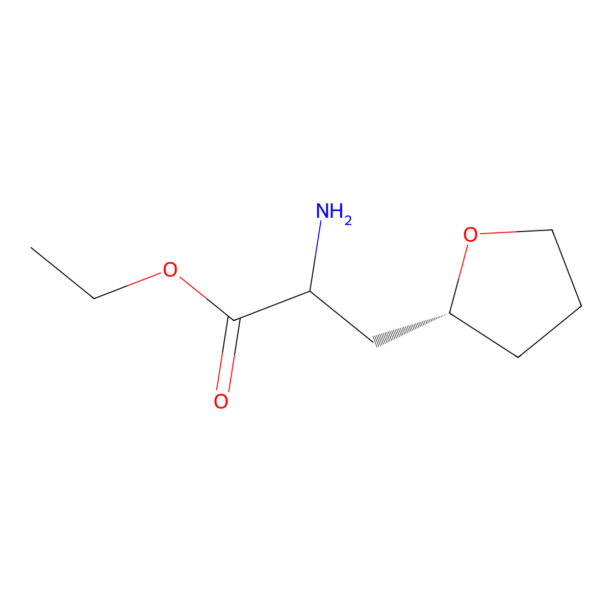 ethyl 2-amino-3-[(2R)-oxolan-2-yl]propanoate molecular structure, CAS 2137288-76-5