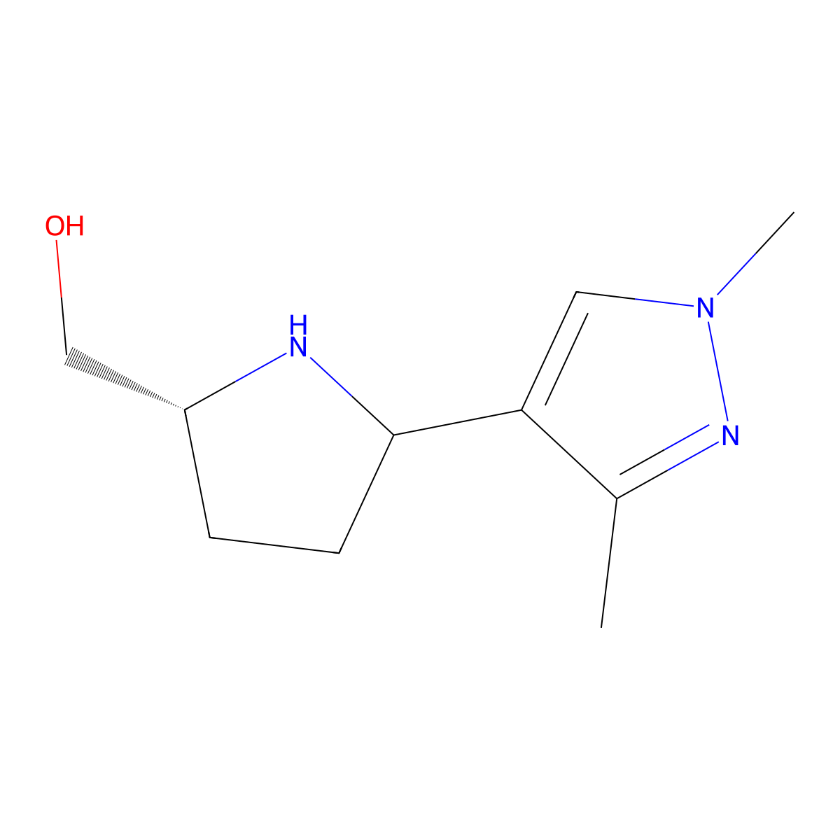 [(2R)-5-(1,3-dimethyl-1H-pyrazol-4-yl)pyrrolidin-2-yl]methanol molecular structure, CAS 2137418-66-5