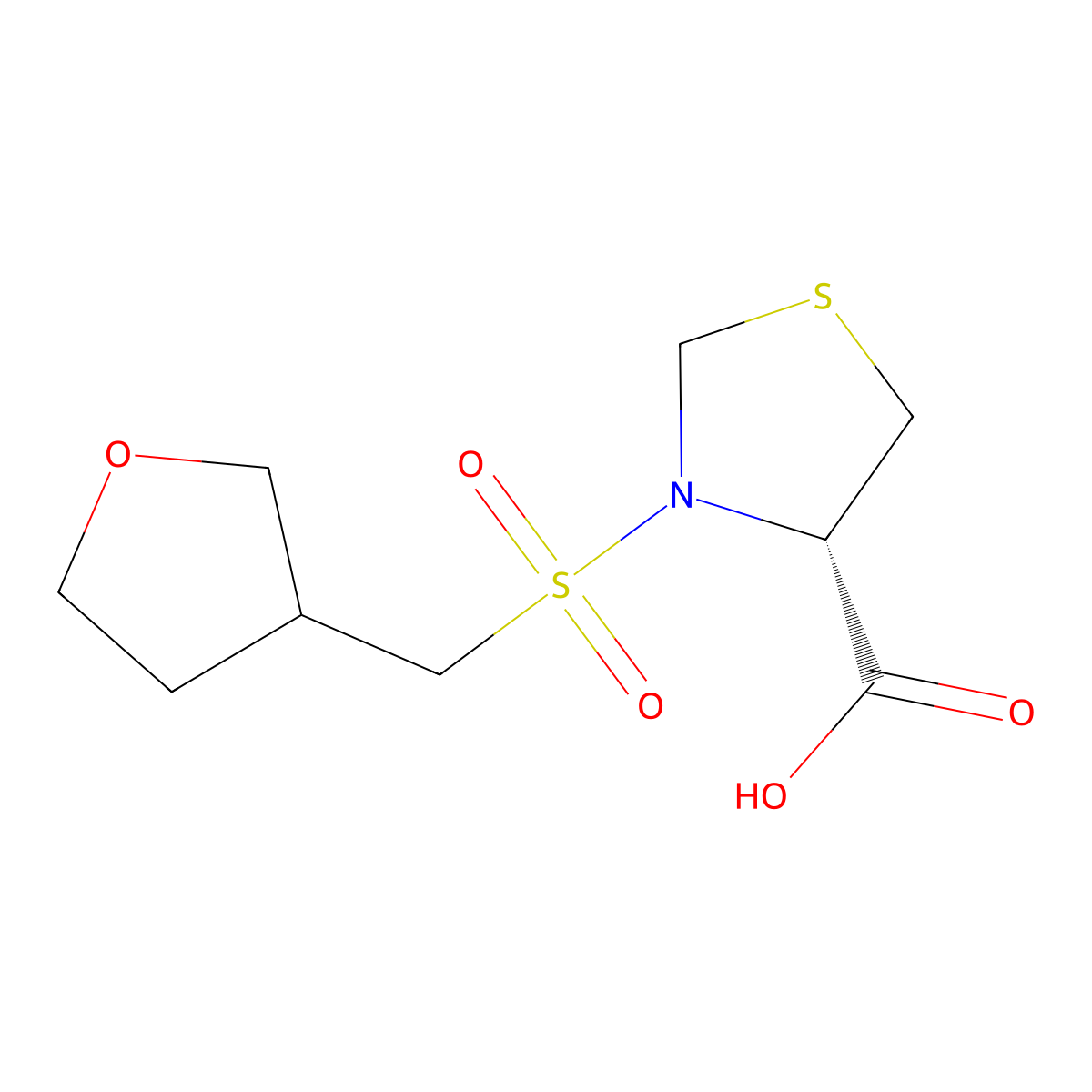 (4S)-3-[(oxolan-3-yl)methanesulfonyl]-1,3-thiazolidine-4-carboxylic acid molecular structure, CAS 2137420-71-2