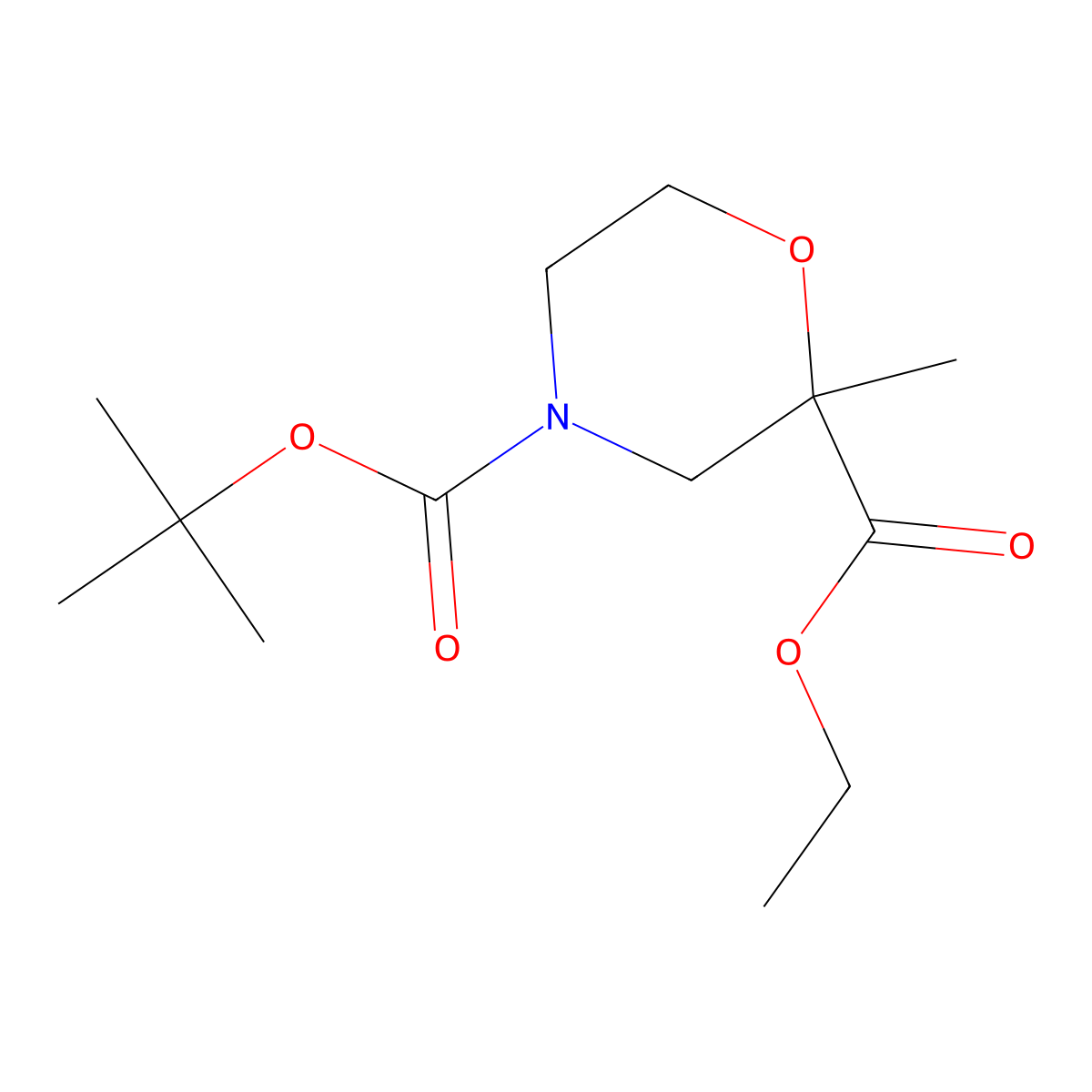 4-(Tert-butyl) 2-ethyl 2-methylmorpholine-2,4-dicarboxylate molecular structure, CAS 2137424-56-5