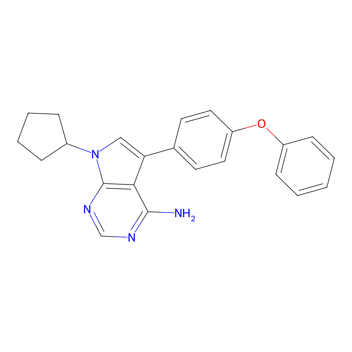 7-Cyclopentyl-5-(4-phenoxy)phenyl-7H-pyrrolo(2,3-d)pyrimidin-4-ylamine molecular structure, CAS 213743-31-8