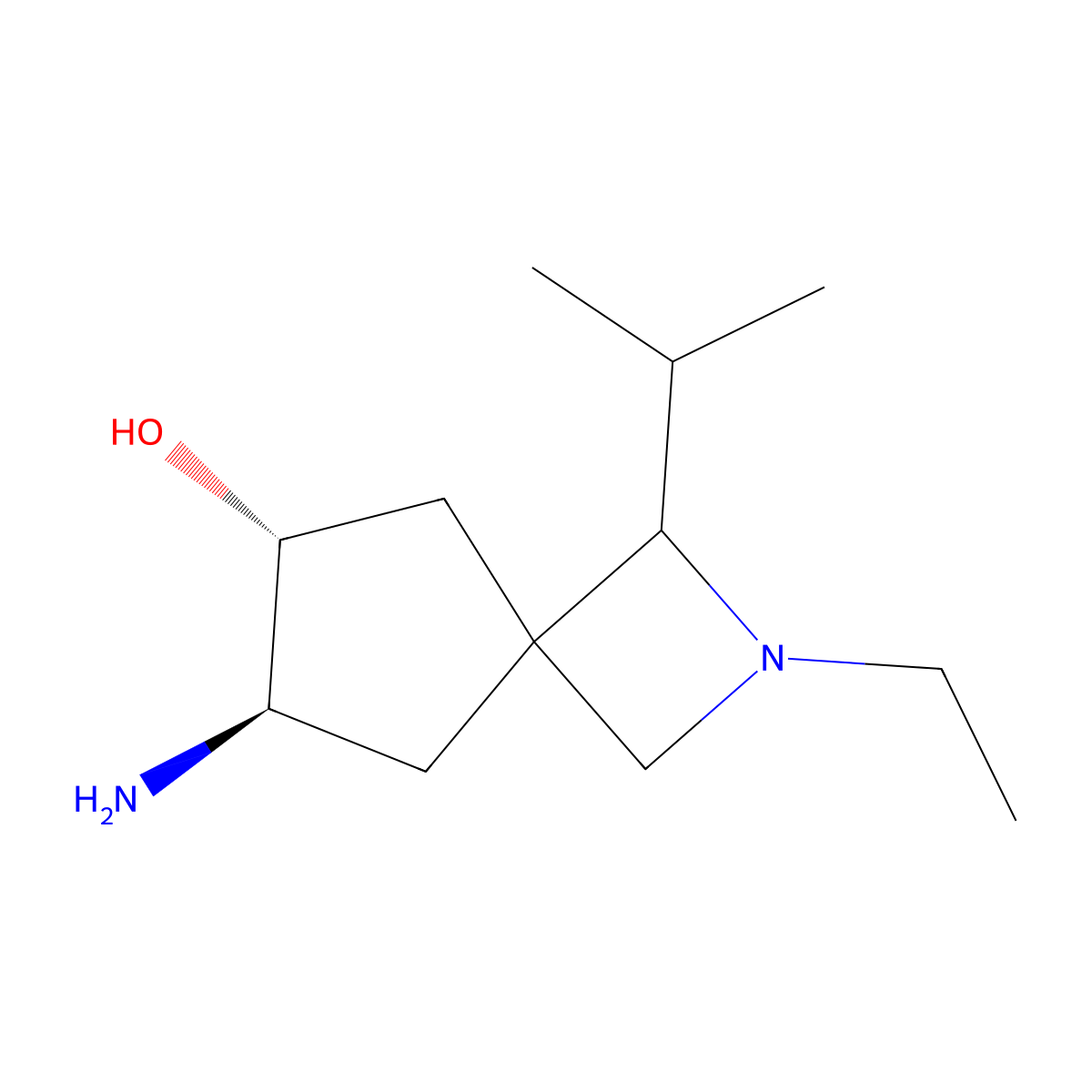 rac-(6R,7R)-7-amino-2-ethyl-1-(propan-2-yl)-2-azaspiro[3.4]octan-6-ol molecular structure, CAS 2137433-08-8