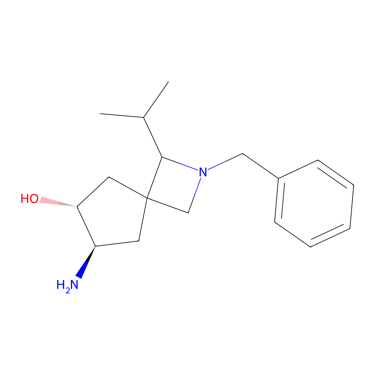 rac-(6R,7R)-7-amino-2-benzyl-1-(propan-2-yl)-2-azaspiro[3.4]octan-6-ol molecular structure, CAS 2137433-96-4