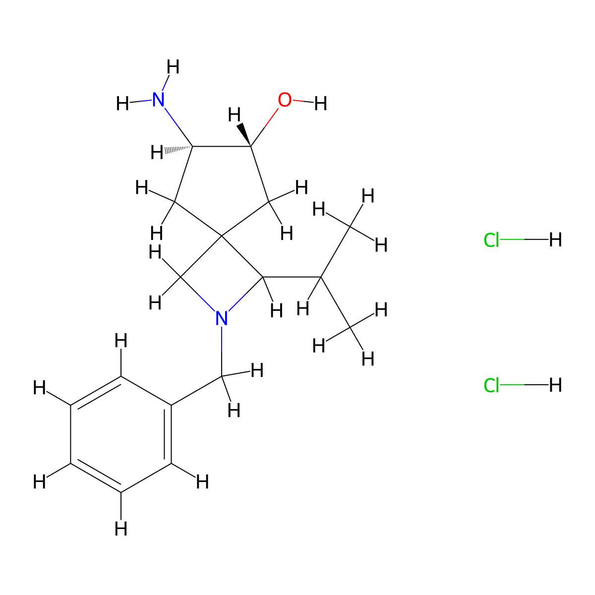 rac-(6R,7R)-7-amino-2-benzyl-1-(propan-2-yl)-2-azaspiro[3.4]octan-6-ol dihydrochloride molecular structure, CAS 2137440-32-3
