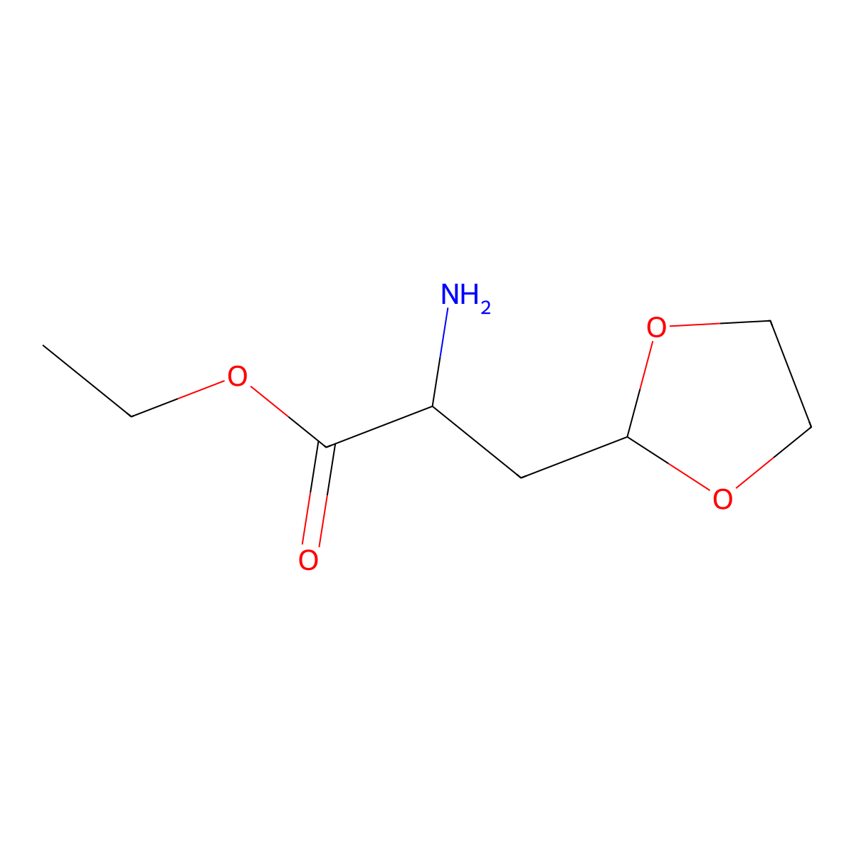 Ethyl 2-amino-3-(1,3-dioxolan-2-yl)propanoate molecular structure, CAS 2137442-00-1