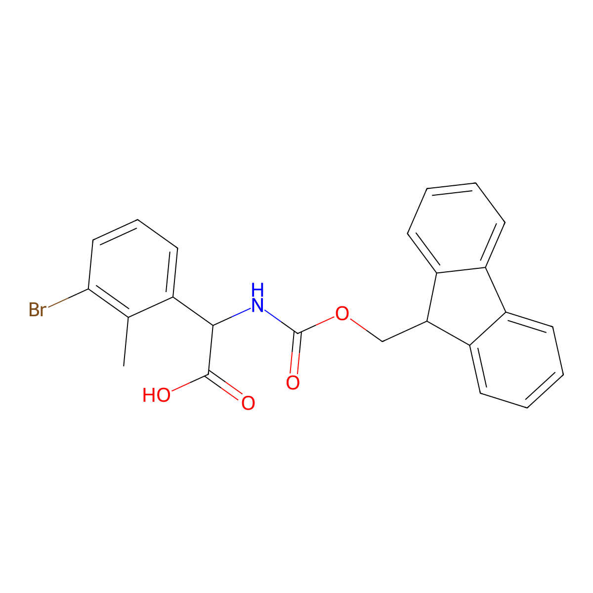 2-(3-bromo-2-methylphenyl)-2-({[(9H-fluoren-9-yl)methoxy]carbonyl}amino)acetic acid molecular structure, CAS 2137442-49-8