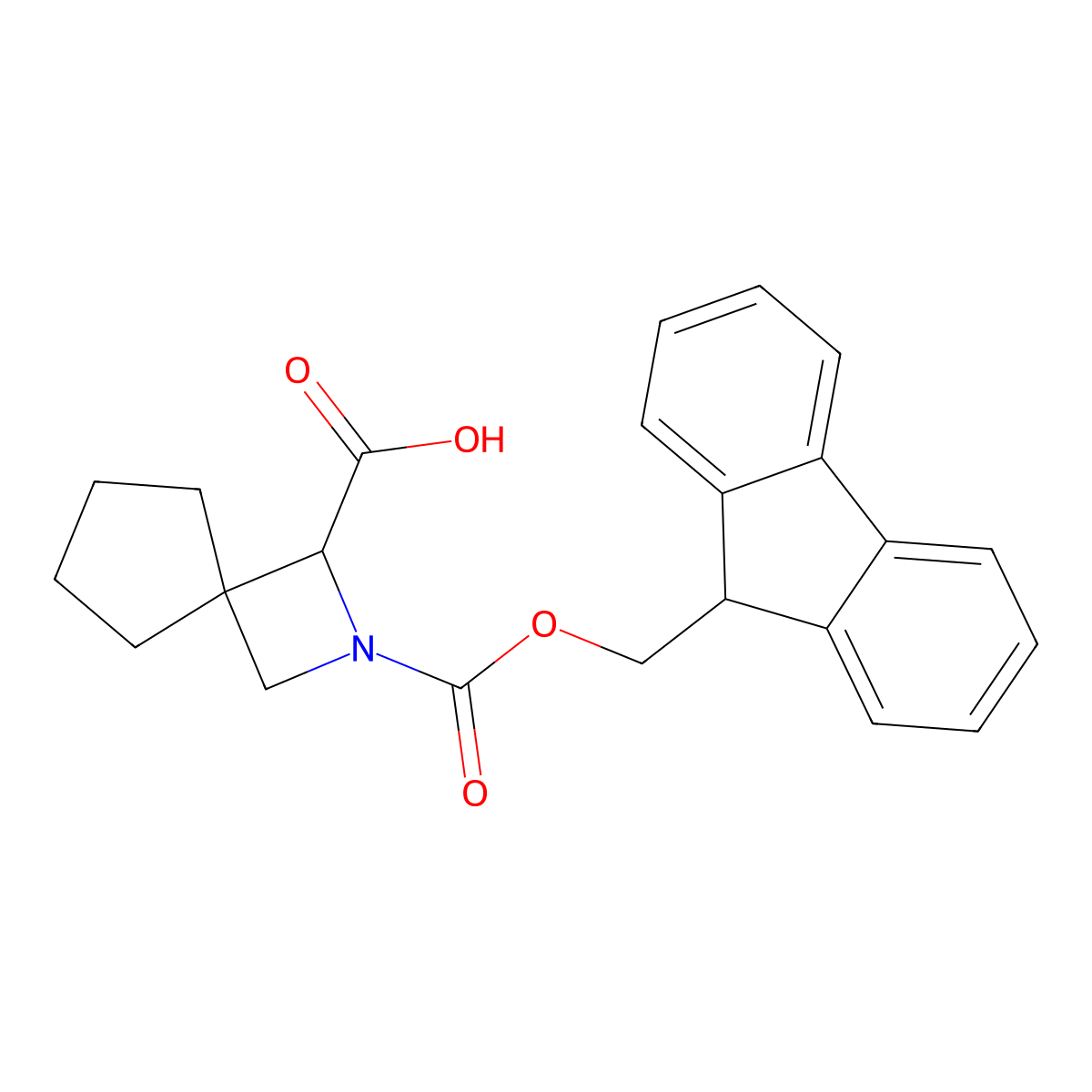 2-{[(9H-fluoren-9-yl)methoxy]carbonyl}-2-azaspiro[3.4]octane-1-carboxylic acid molecular structure, CAS 2137442-87-4
