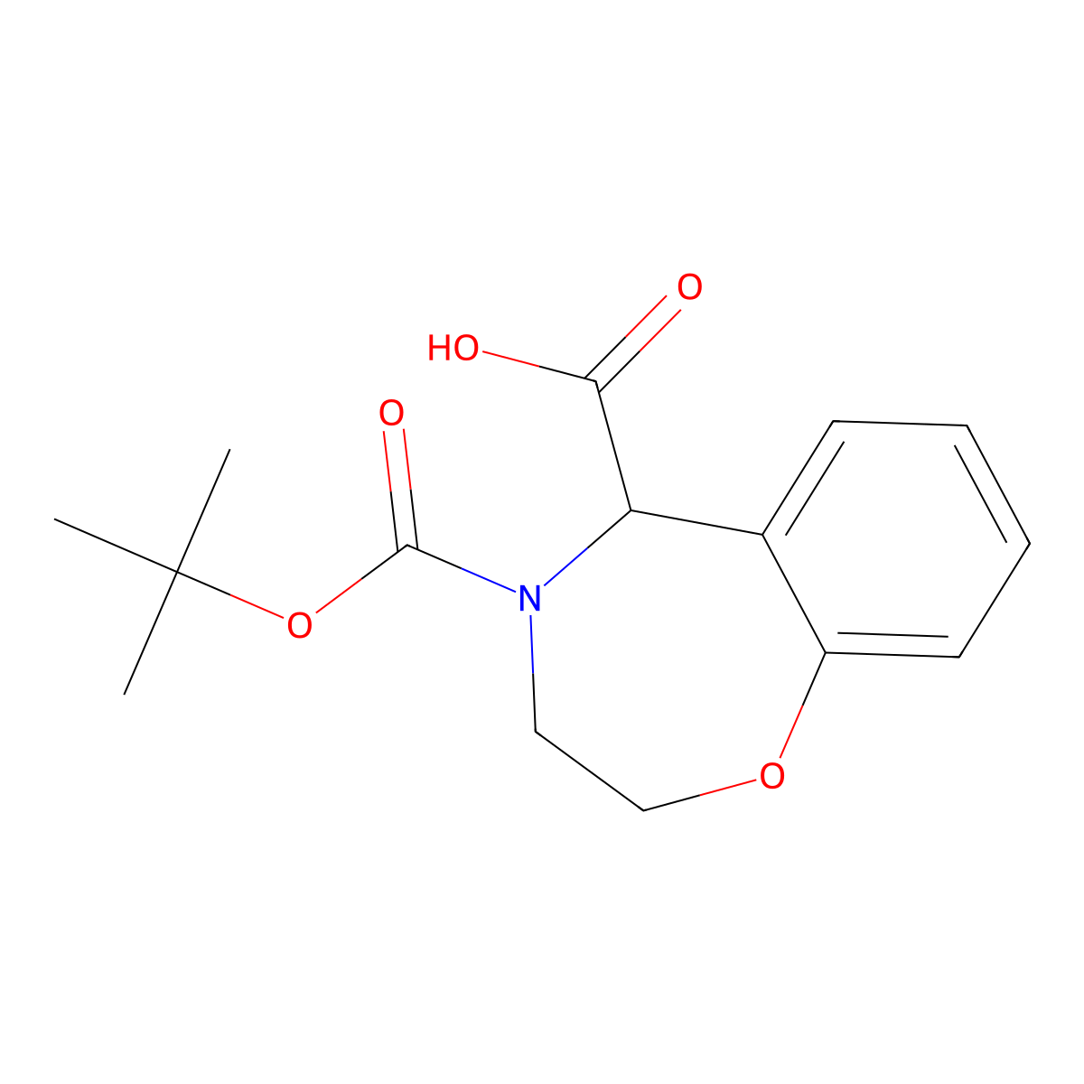 4-[(Tert-butoxy)carbonyl]-2,3,4,5-tetrahydro-1,4-benzoxazepine-5-carboxylic acid molecular structure, CAS 2137442-90-9