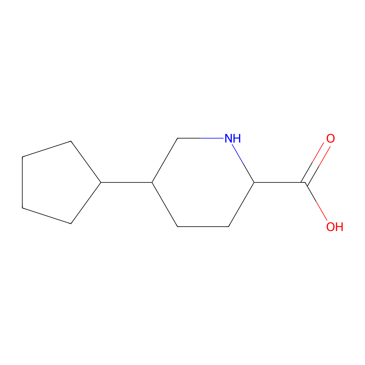 5-Cyclopentyl-2-piperidinecarboxylic Acid molecular structure, CAS 2137443-01-5