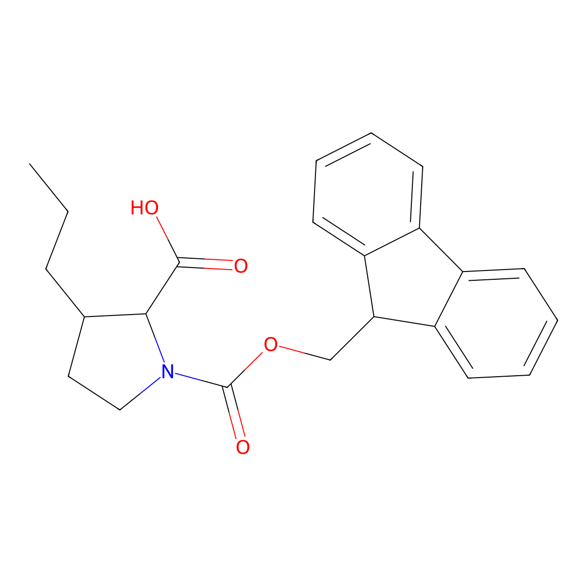 1-{[(9H-fluoren-9-yl)methoxy]carbonyl}-3-propylpyrrolidine-2-carboxylic acid molecular structure, CAS 2137443-04-8
