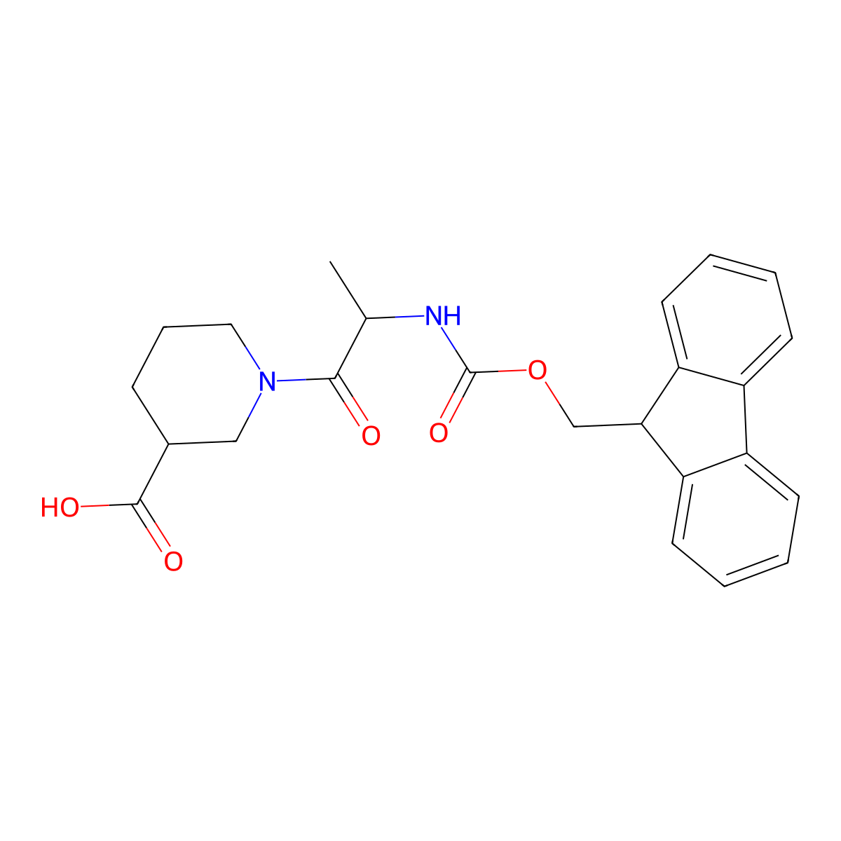 1-[2-({[(9H-fluoren-9-yl)methoxy]carbonyl}amino)propanoyl]piperidine-3-carboxylic acid molecular structure, CAS 2137443-10-6
