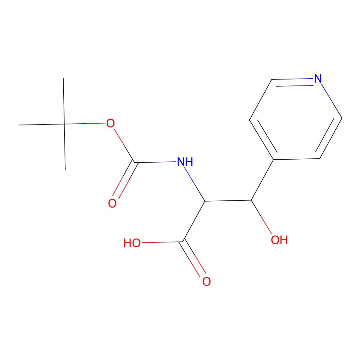 2-{[(Tert-butoxy)carbonyl]amino}-3-hydroxy-3-(pyridin-4-yl)propanoic acid molecular structure, CAS 2137443-11-7
