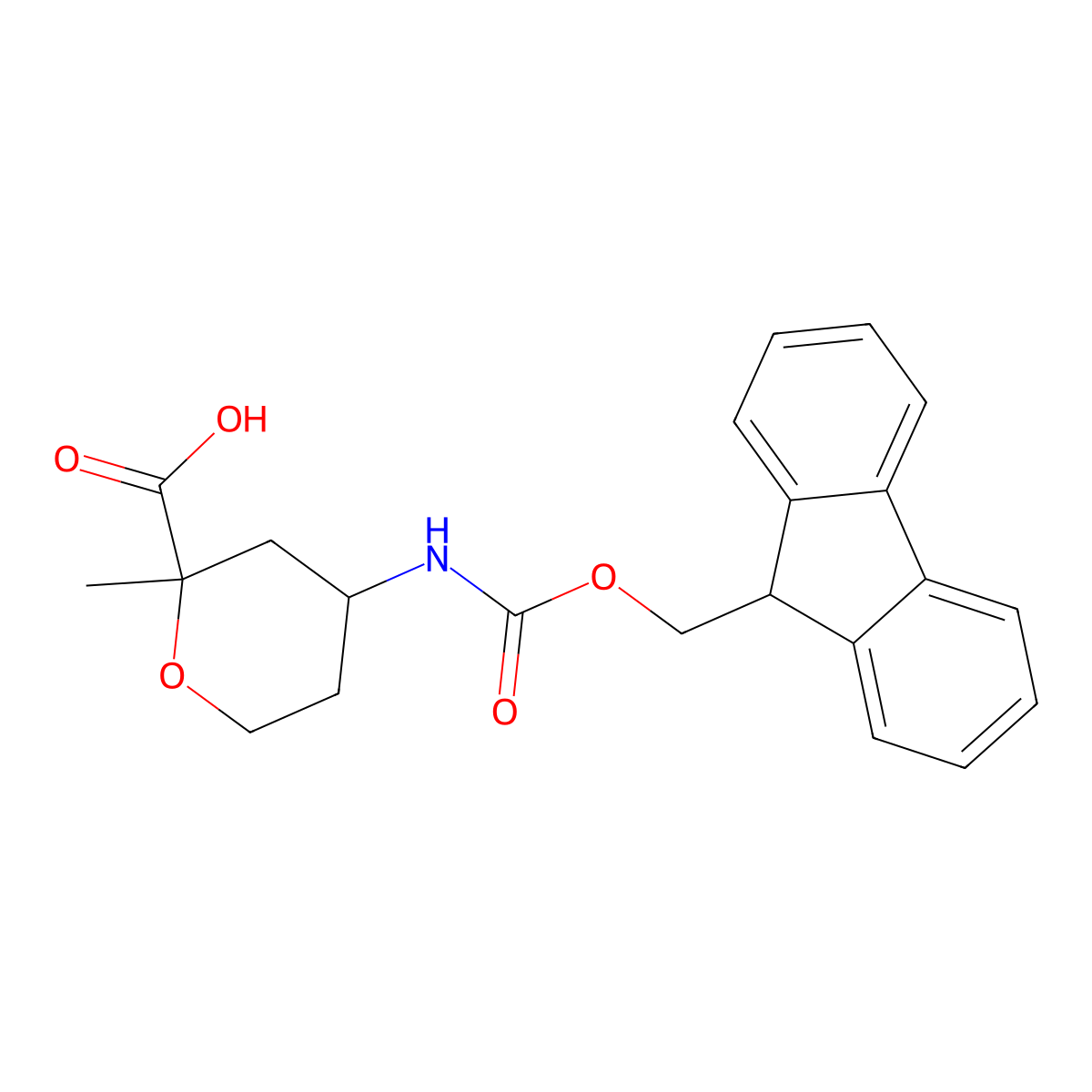4-({[(9H-fluoren-9-yl)methoxy]carbonyl}amino)-2-methyloxane-2-carboxylic acid molecular structure, CAS 2137443-14-0