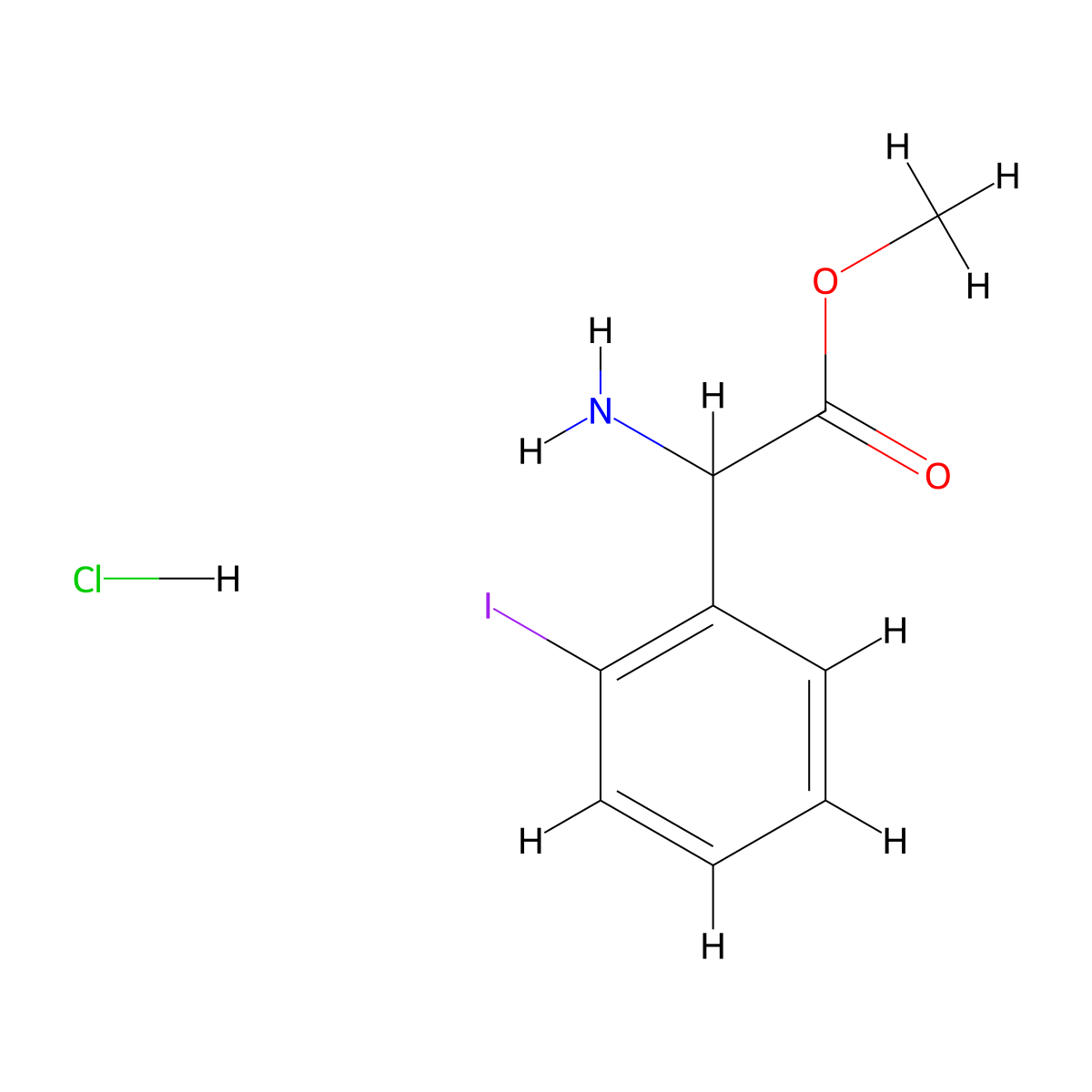 Methyl 2-amino-2-(2-iodophenyl)acetate hydrochloride molecular structure, CAS 2137443-49-1