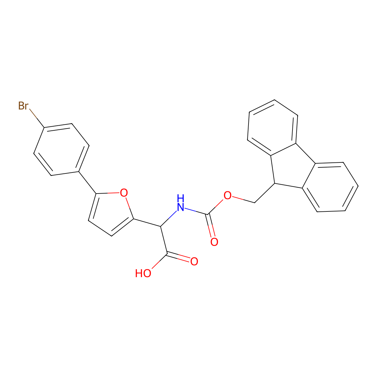 2-[5-(4-bromophenyl)furan-2-yl]-2-({[(9H-fluoren-9-yl)methoxy]carbonyl}amino)acetic acid molecular structure, CAS 2137447-25-5