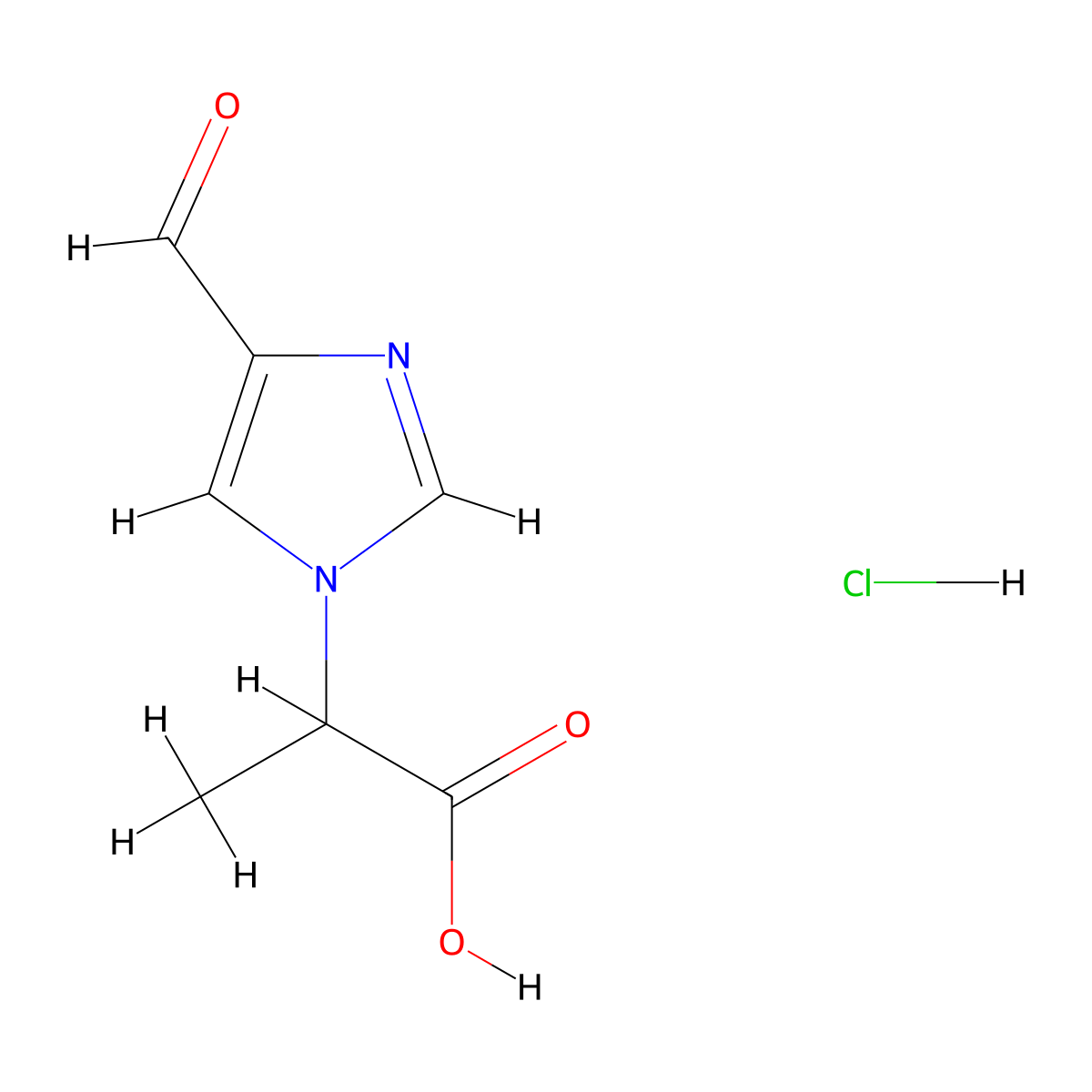 2-(4-formyl-1H-imidazol-1-yl)propanoic acid hydrochloride molecular structure, CAS 2137447-43-7