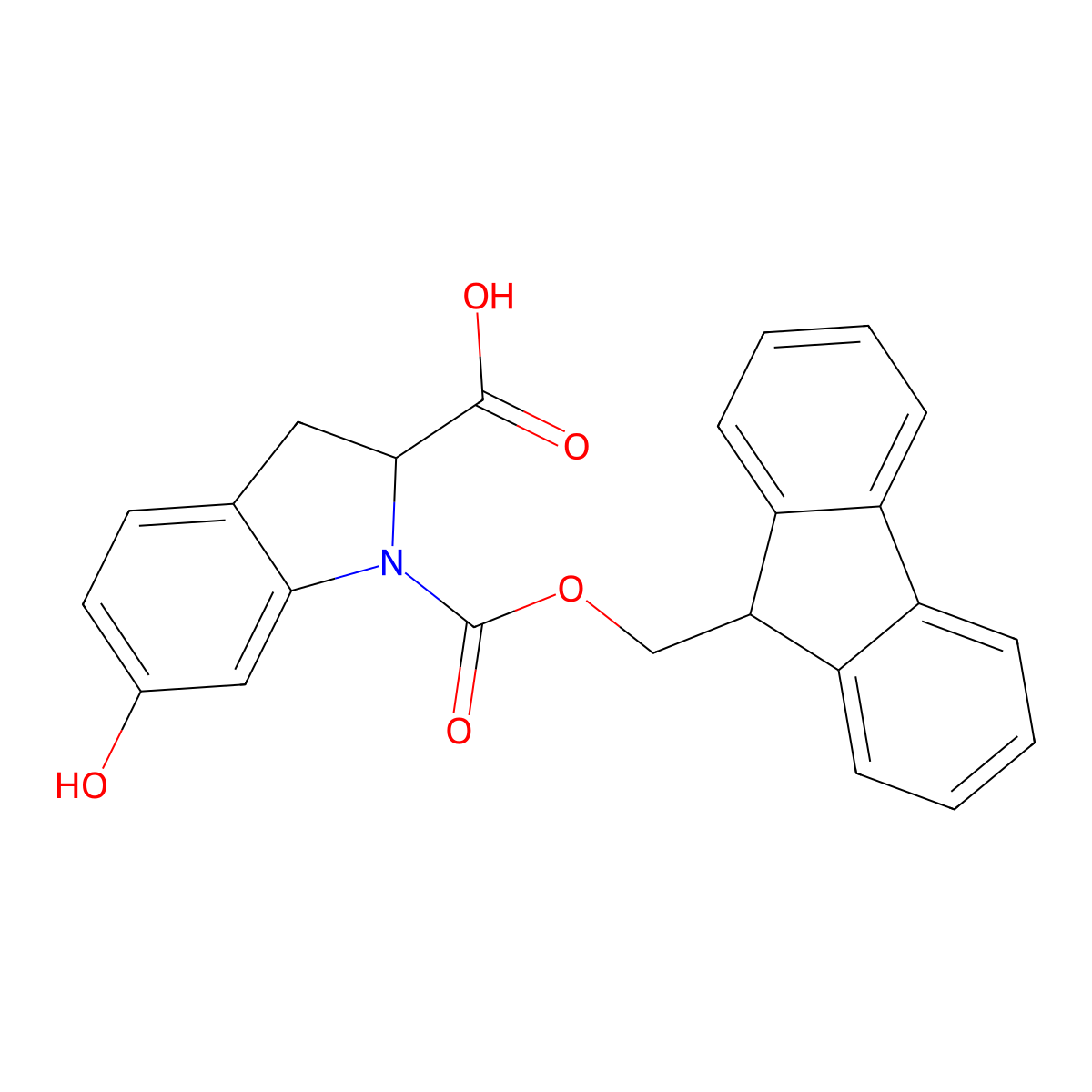 1-{[(9H-fluoren-9-yl)methoxy]carbonyl}-6-hydroxy-2,3-dihydro-1H-indole-2-carboxylic acid molecular structure, CAS 2137447-94-8